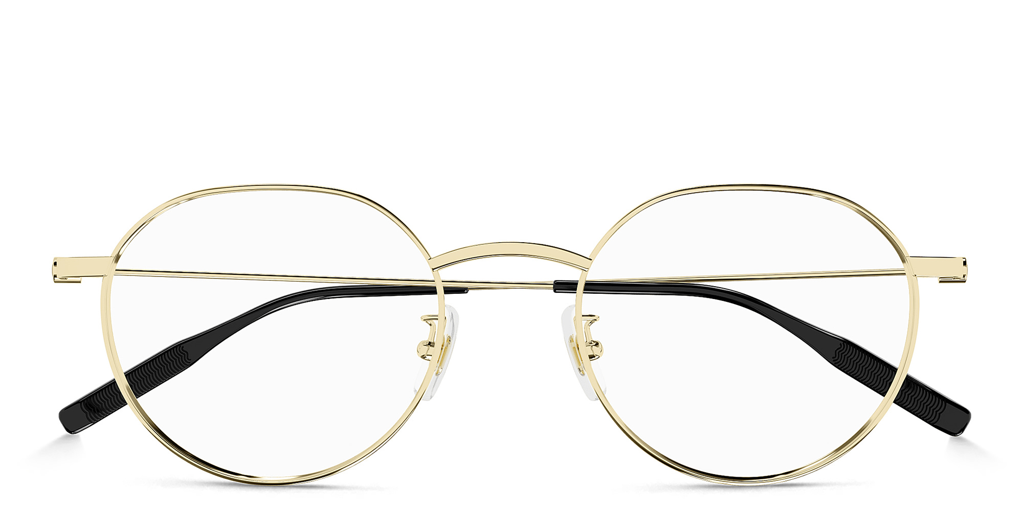 Shop MONTBLANC Snowcap Round Eyeglasses in Gold online.