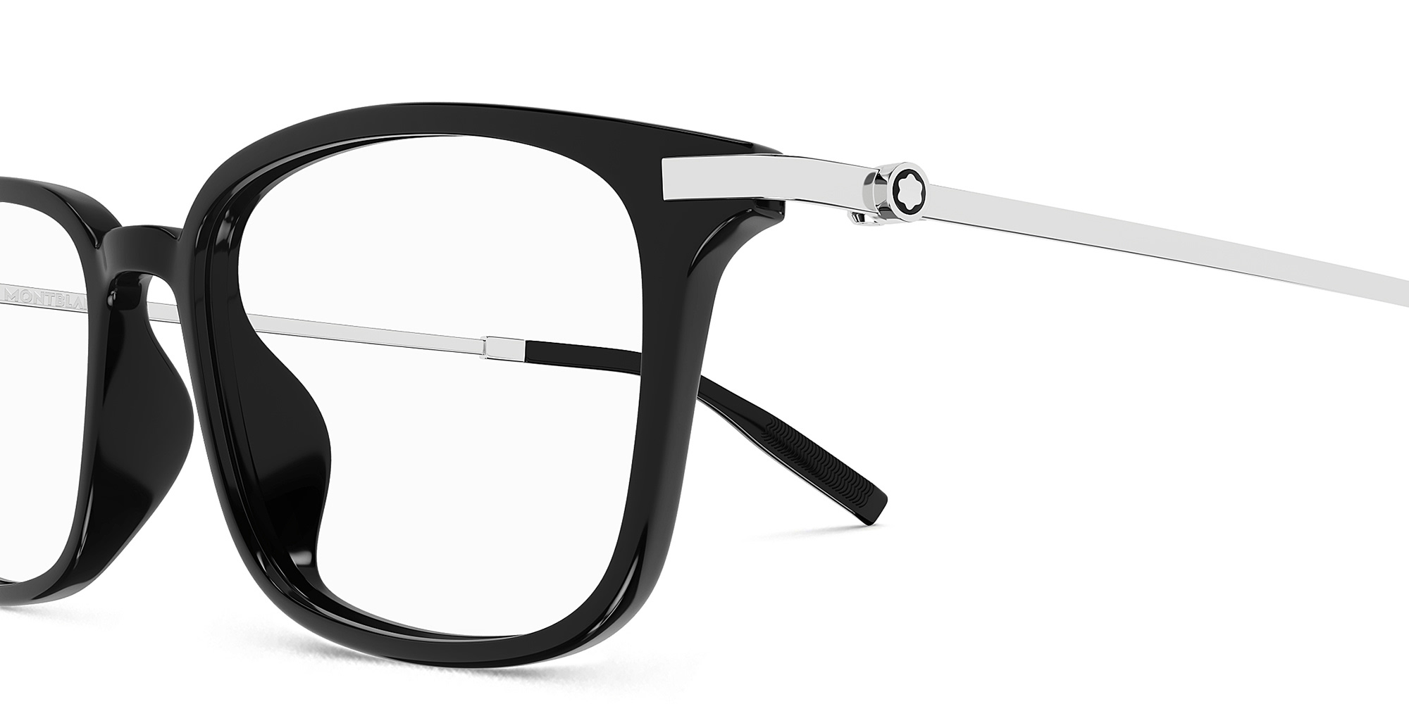 Shop MONTBLANC Snowcap Rectangle Eyeglasses in Black online.