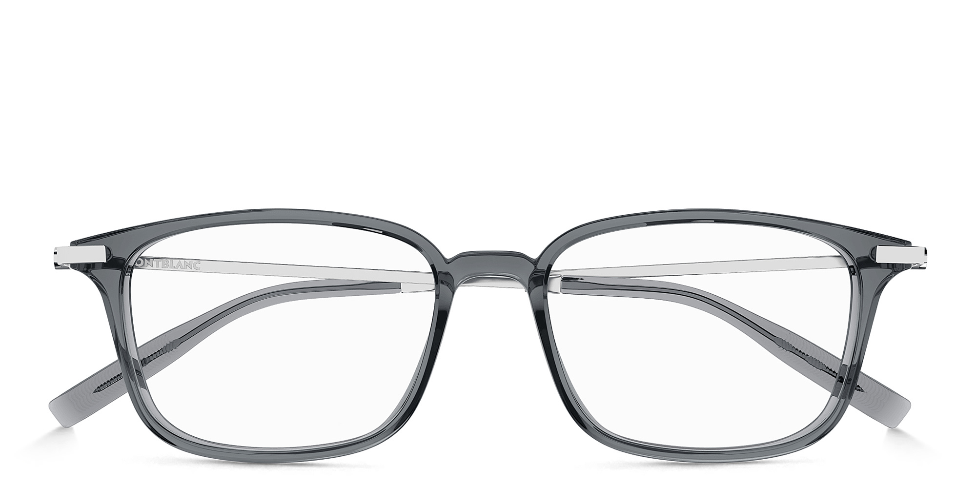 Shop MONTBLANC Snowcap Rectangle Eyeglasses in Grey online.