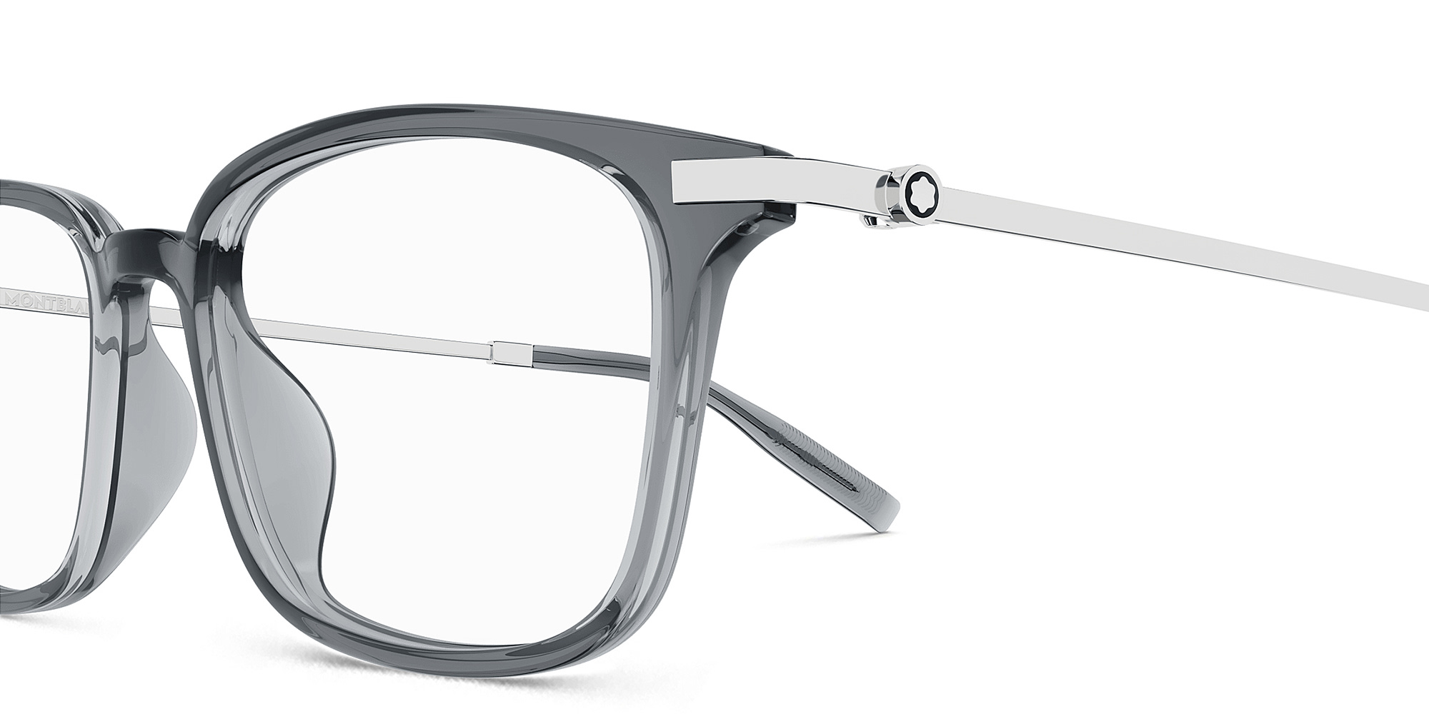 Shop MONTBLANC Snowcap Rectangle Eyeglasses in Grey online.