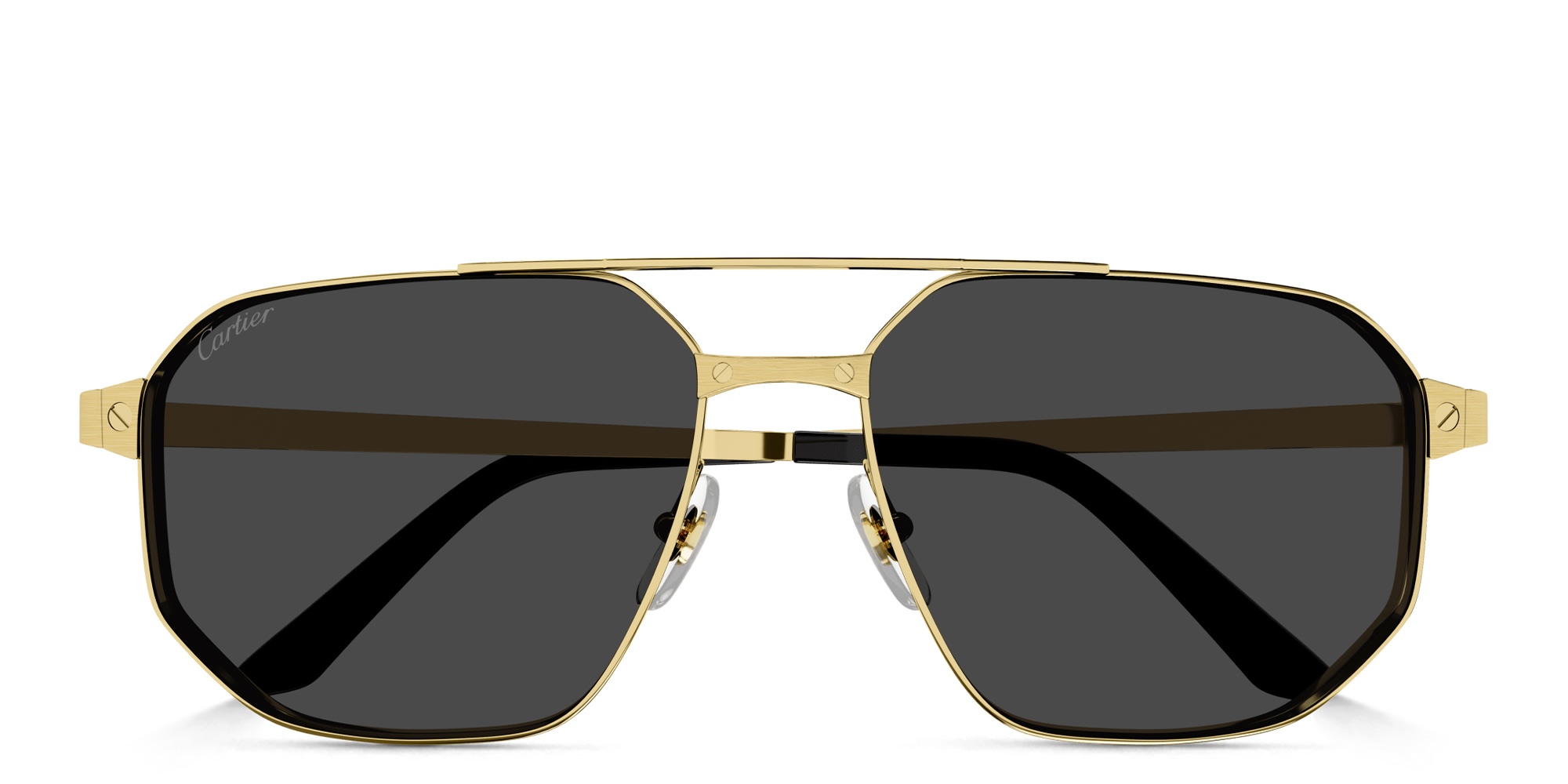 Shop Cartier Santos de Cartier Pilot Sunglasses in Gold online.
