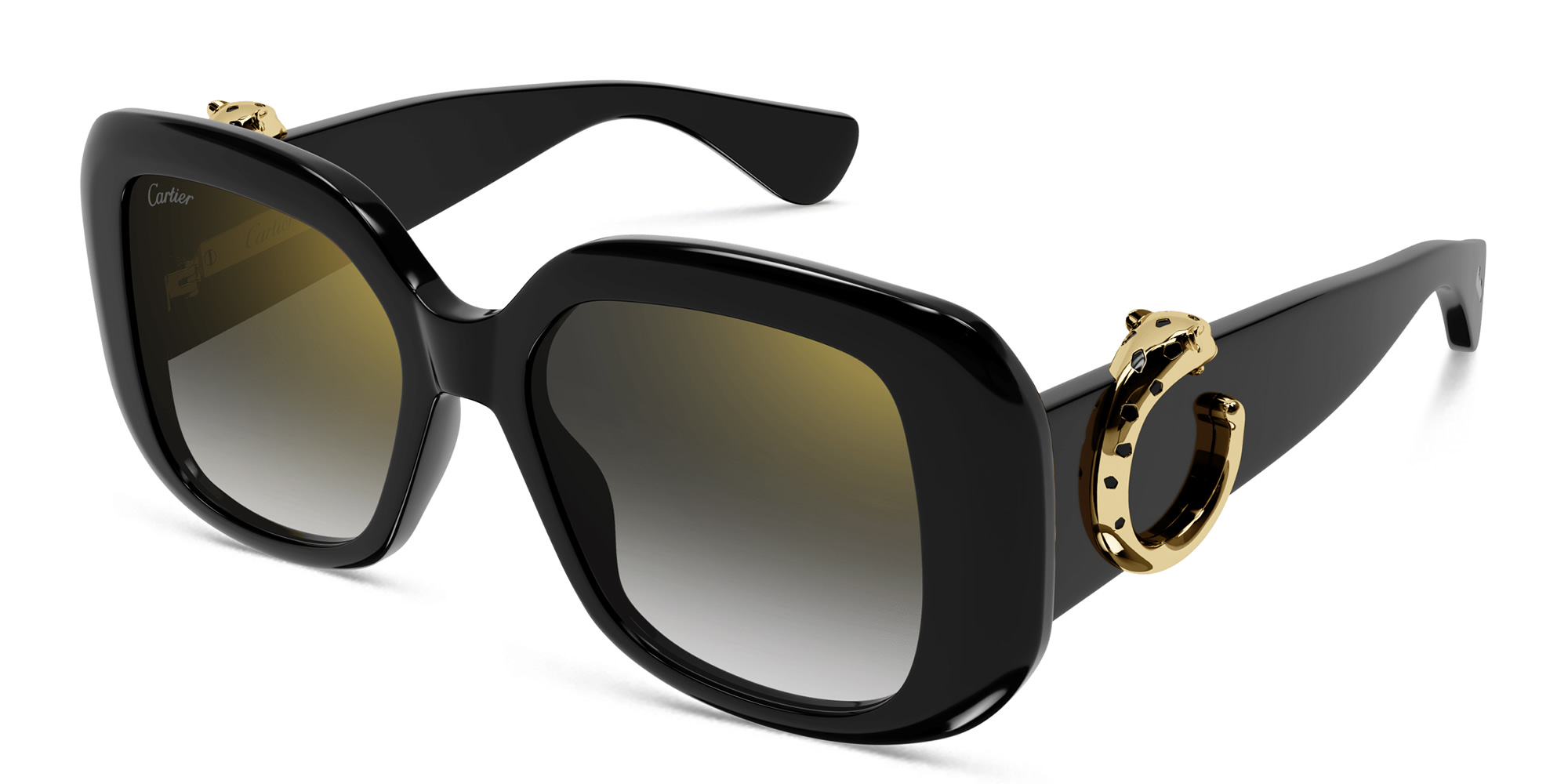 Shop Cartier Panthère de Cartier Square Sunglasses in Black online.