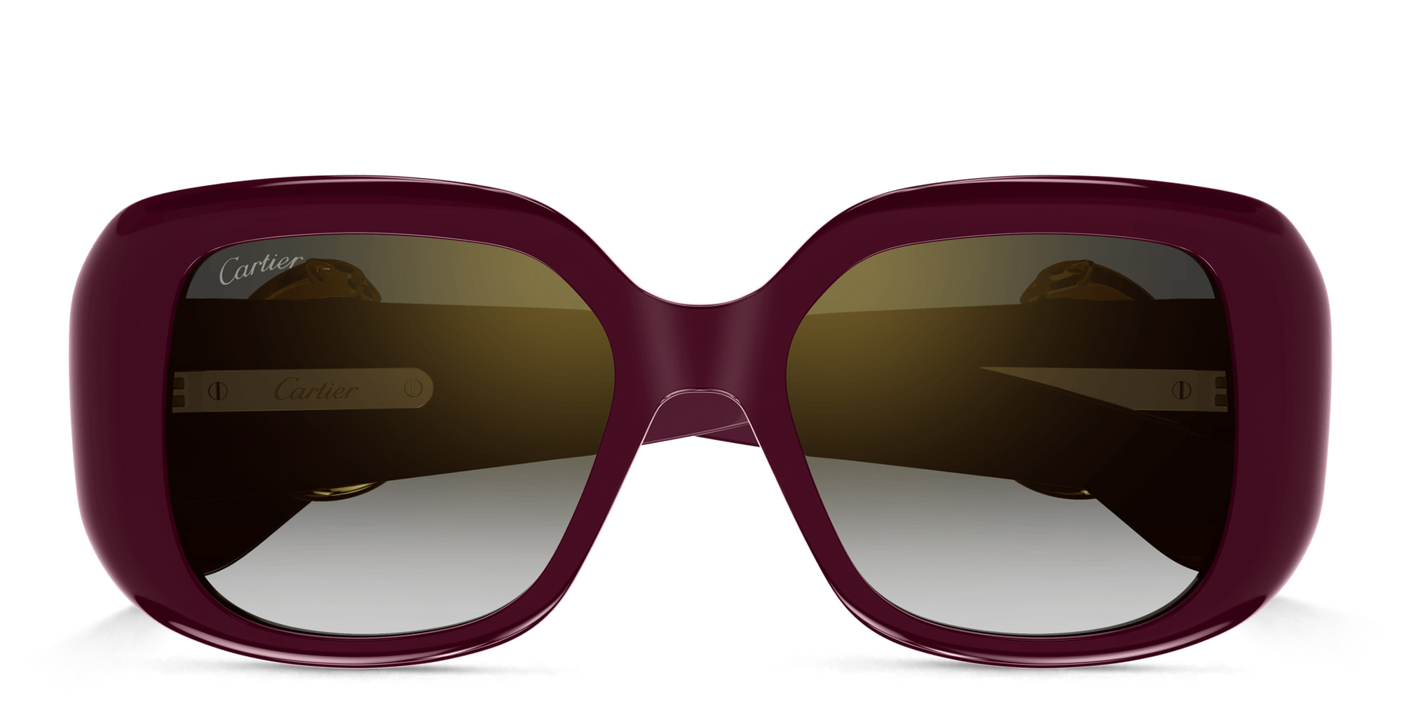 Cartier Panthère de Cartier Square Sunglasses in Burgundy – Product Photo 1