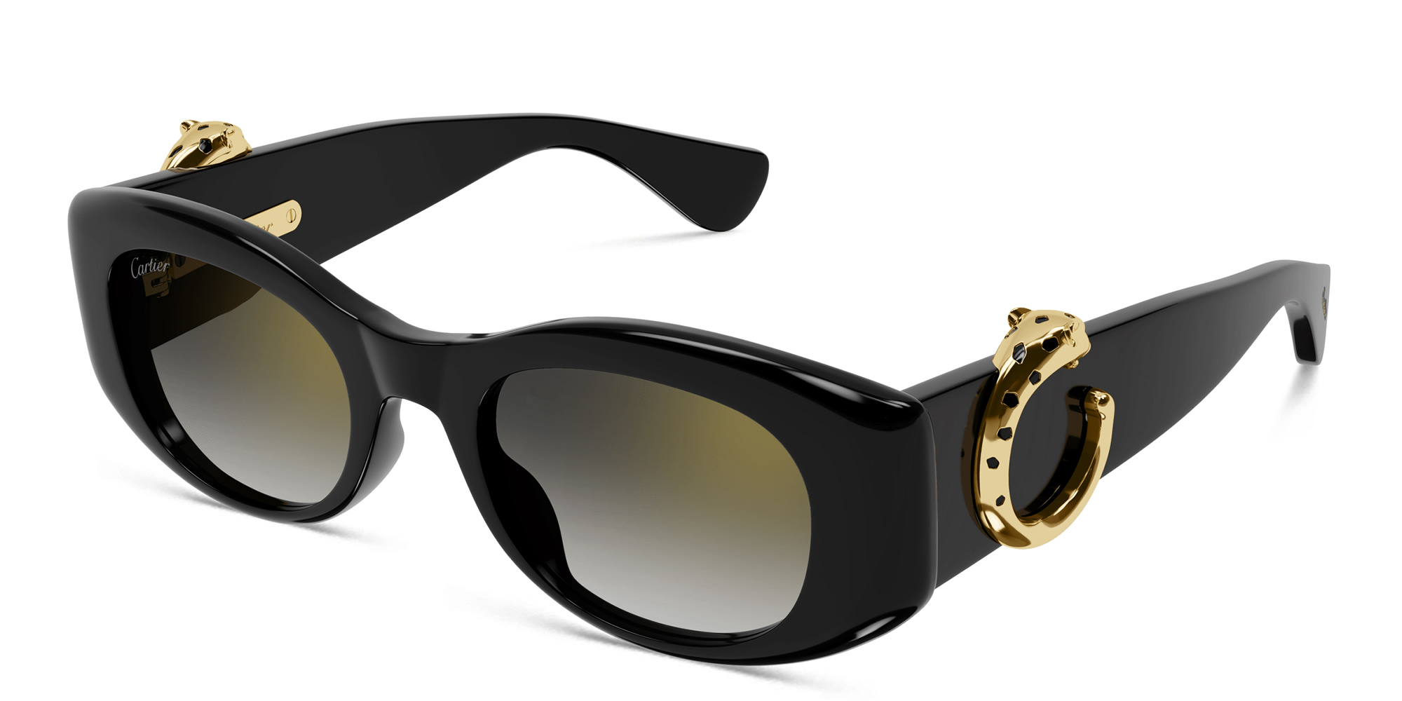 Shop Cartier Panthère de Cartier Cat-Eye Sunglasses in Black online.