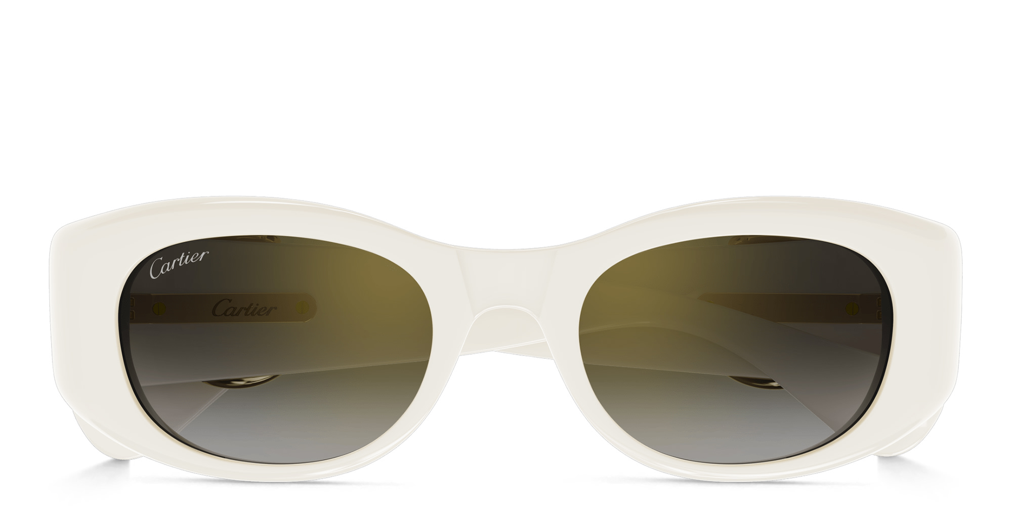 Shop Cartier Panthère de Cartier Cat-Eye Sunglasses in White online.