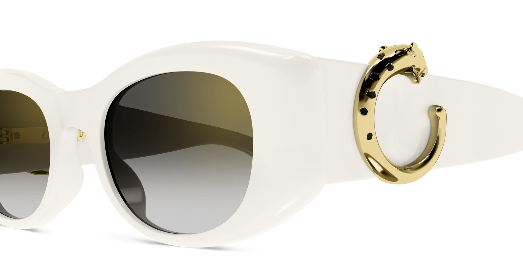 Shop Cartier Panthère de Cartier Cat-Eye Sunglasses in White online.