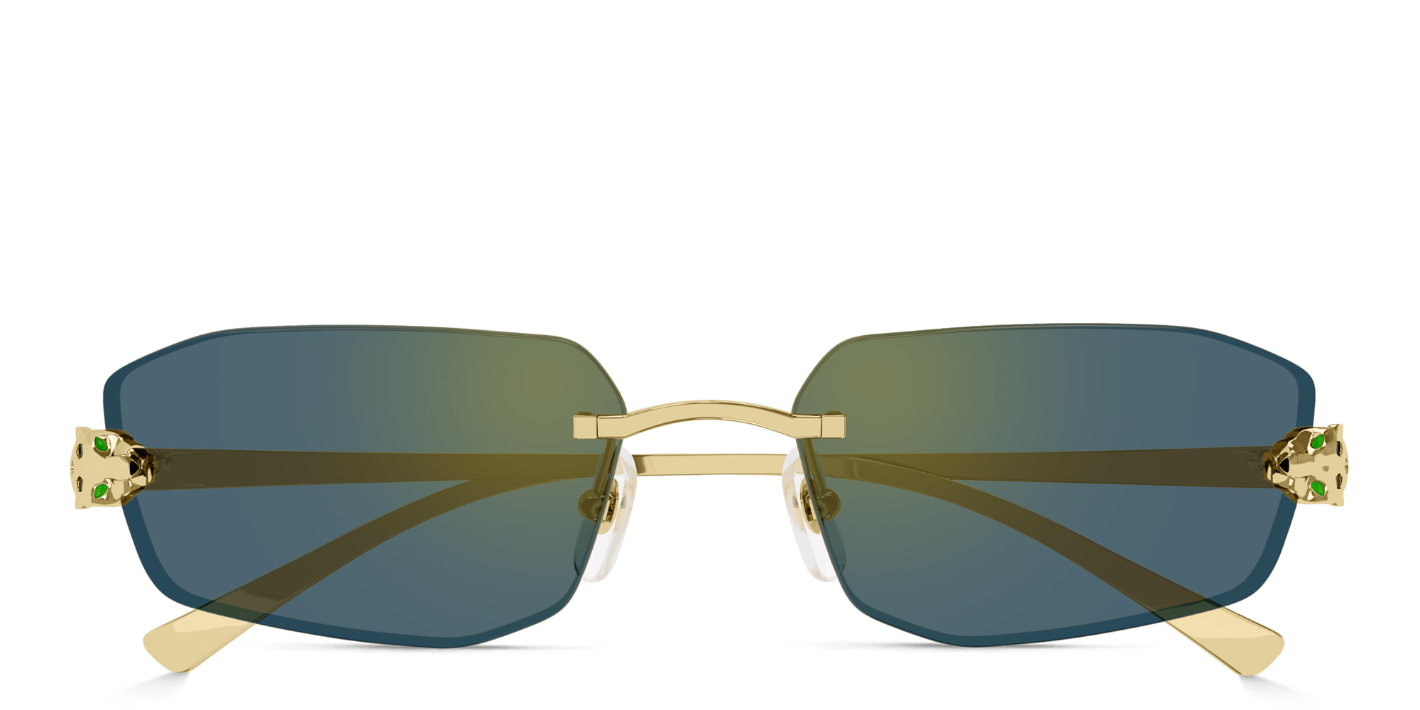 Shop Cartier Panthère de Cartier Unisex Rimless Irregular Sunglasses in Gold online.