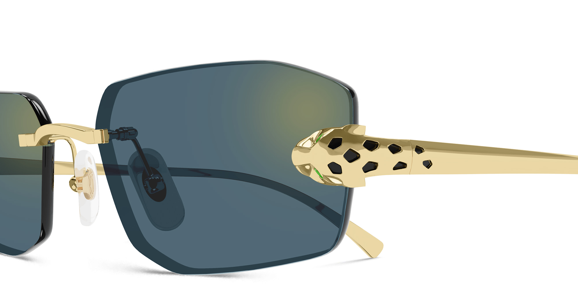 Shop Cartier Panthère de Cartier Unisex Rimless Irregular Sunglasses in Gold online.