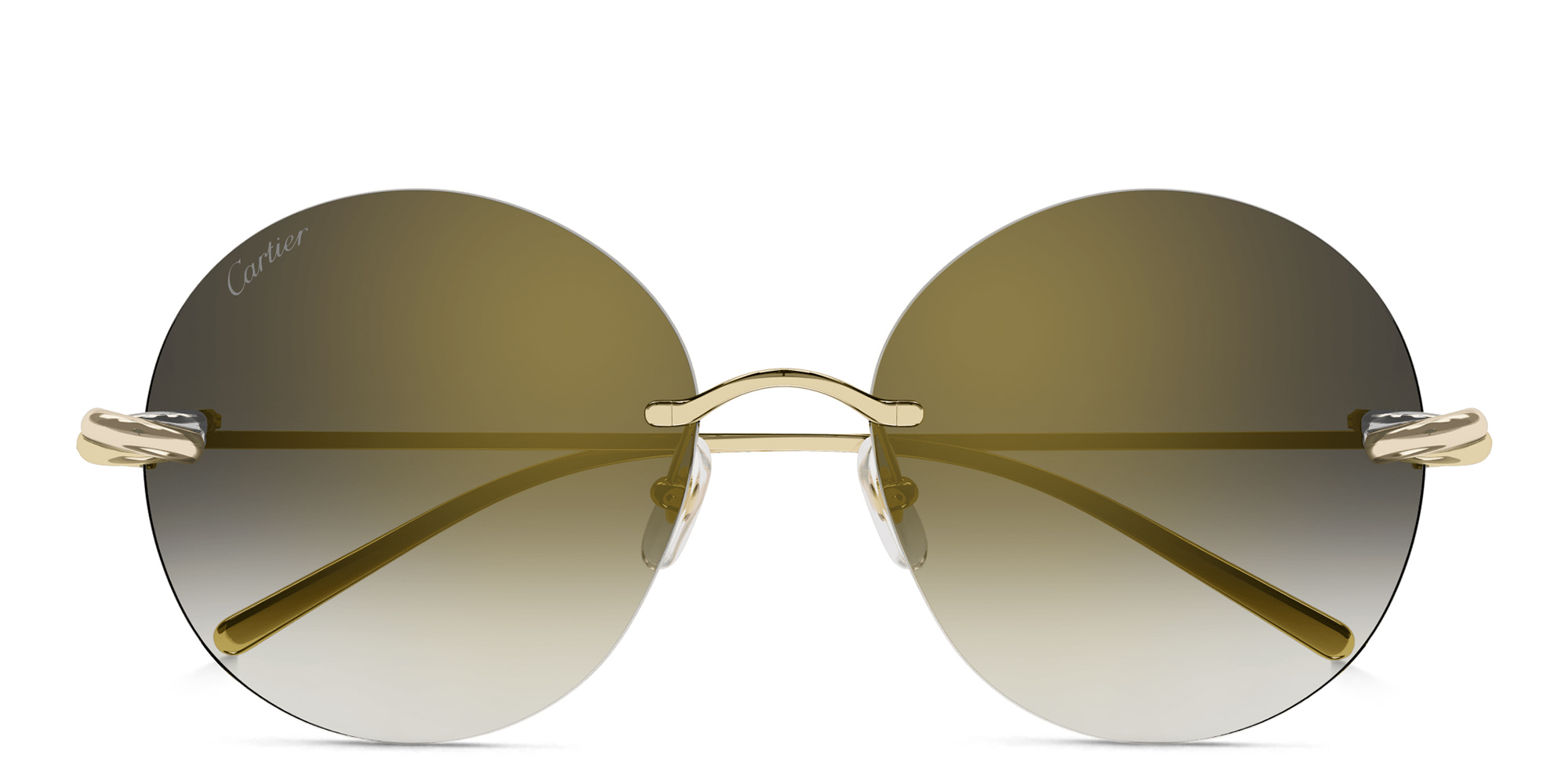 Cartier Trinity Rimless Round Sunglasses in Gold – Product Photo 1