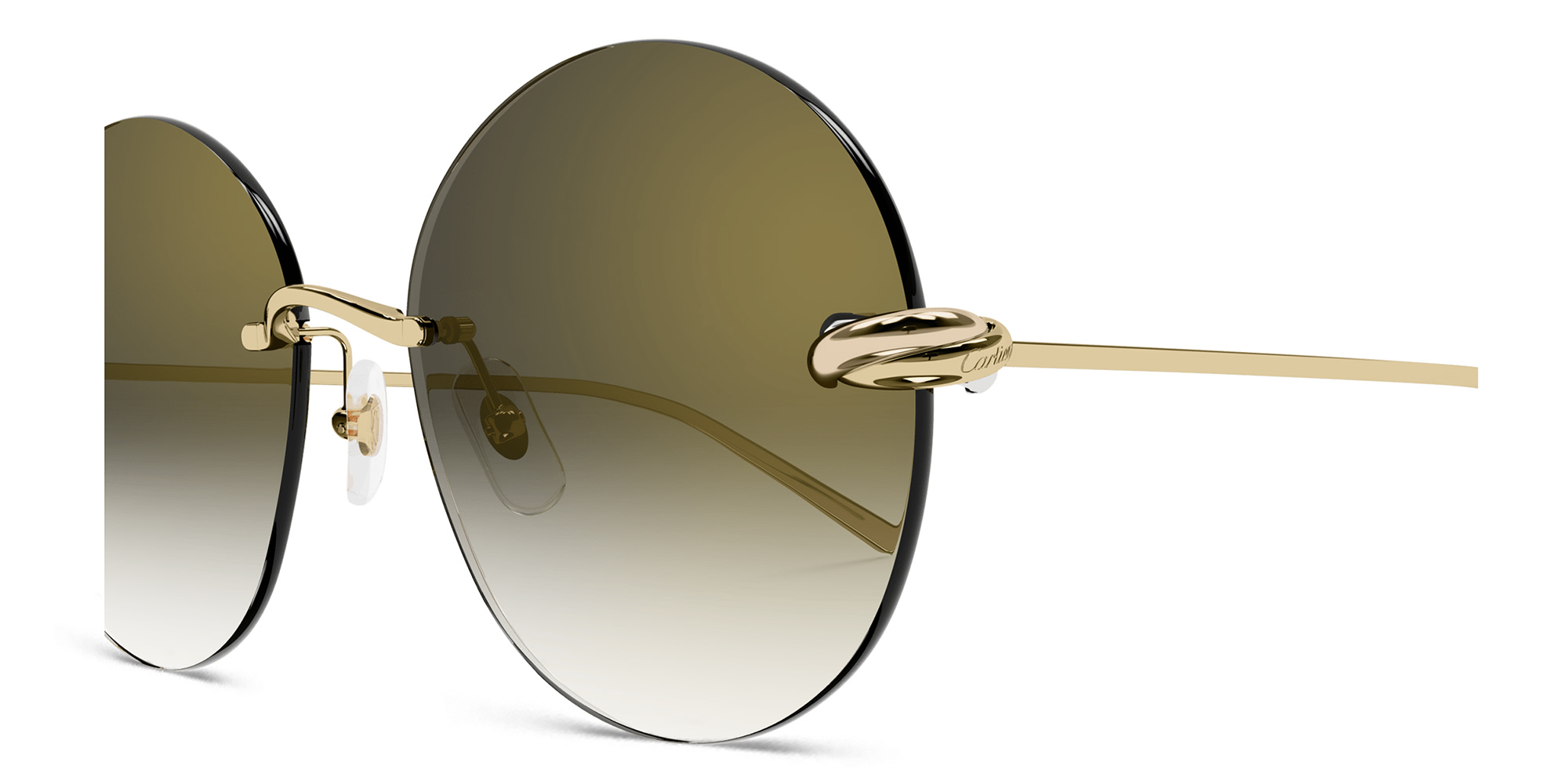 Cartier Trinity Rimless Round Sunglasses in Gold – Product Photo 3
