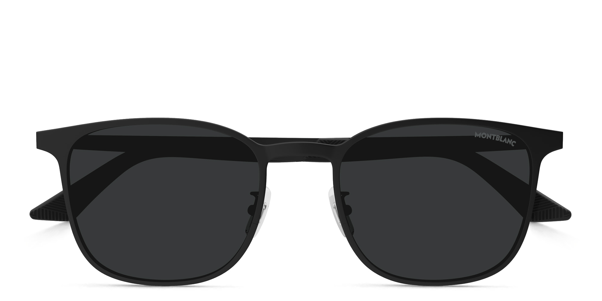 Shop MONTBLANC Snowcap Square Sunglasses in Black online.