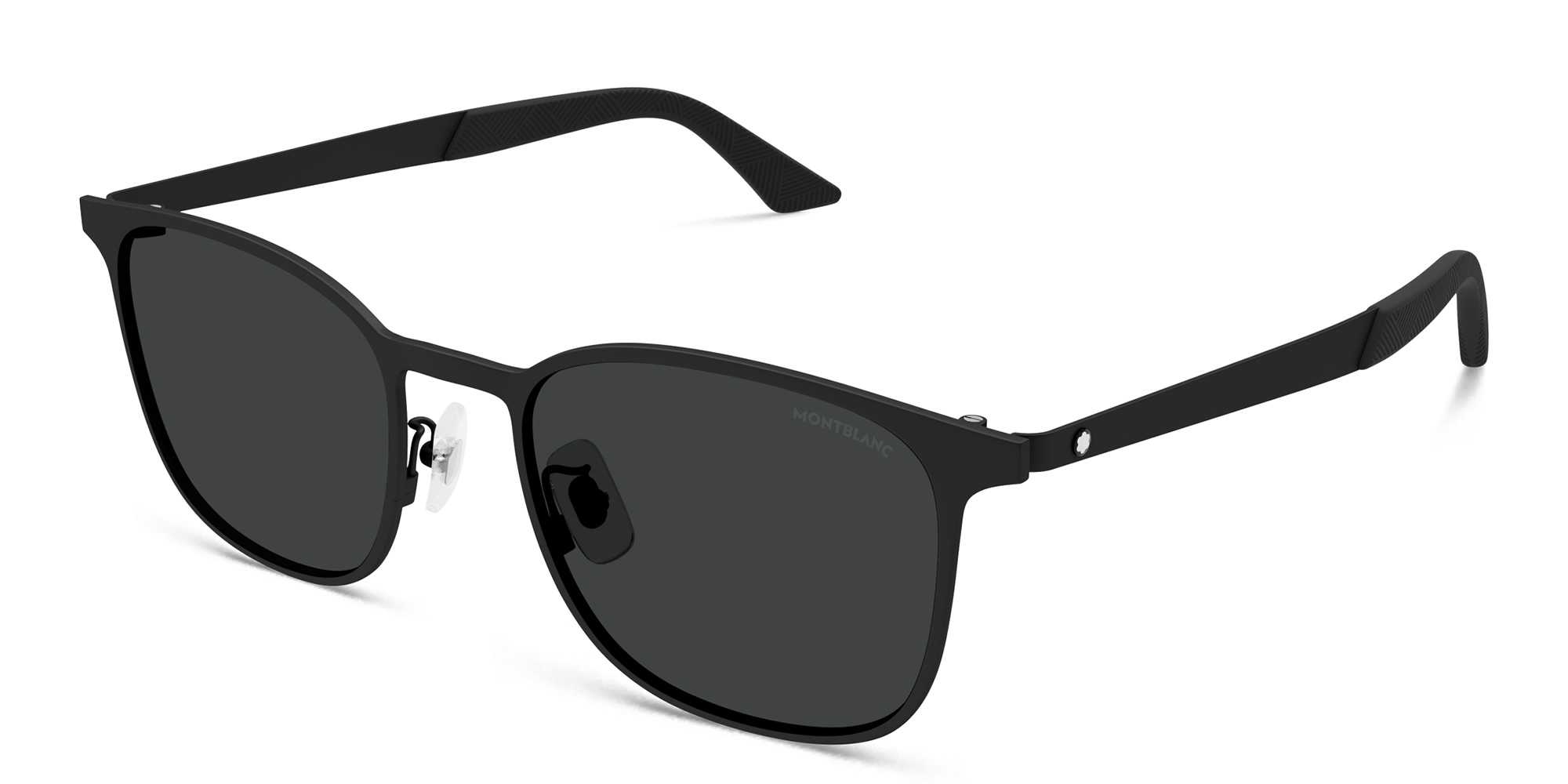 Shop MONTBLANC Snowcap Square Sunglasses in Black online.