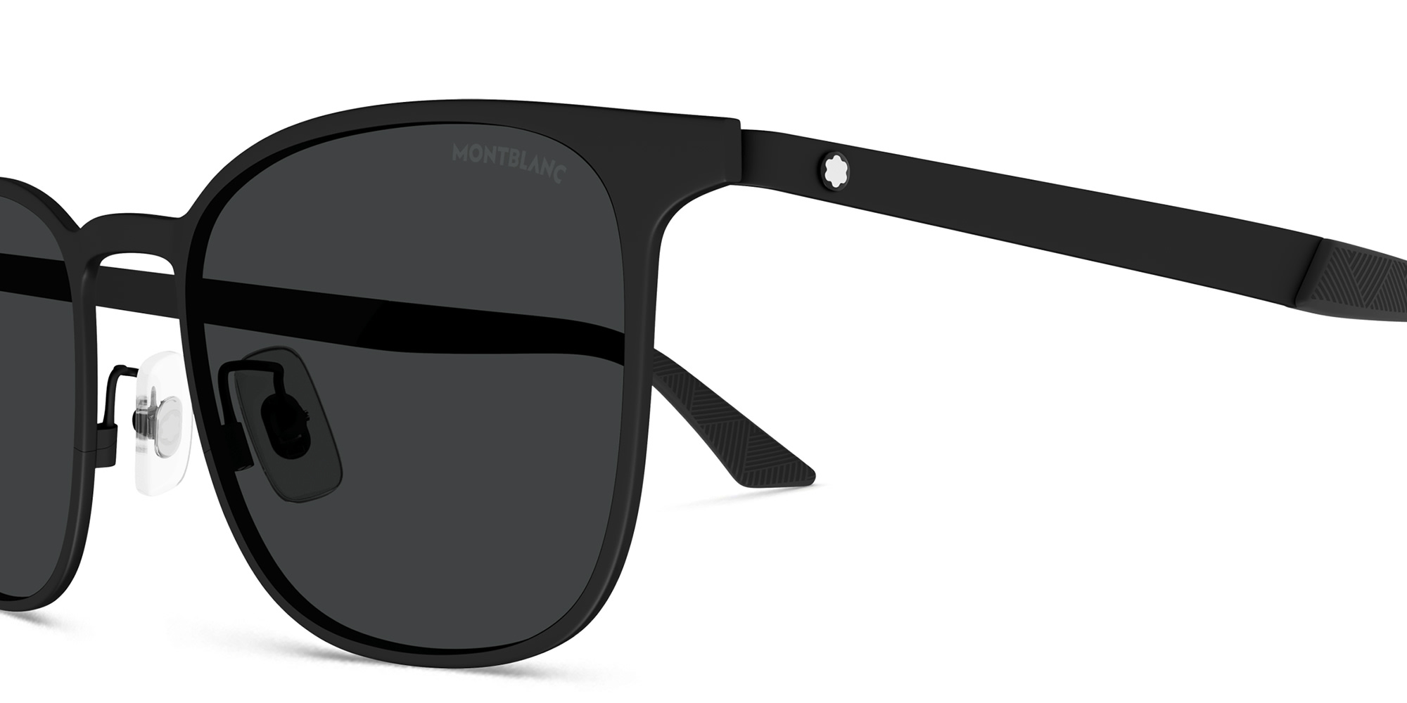 Shop MONTBLANC Snowcap Square Sunglasses in Black online.