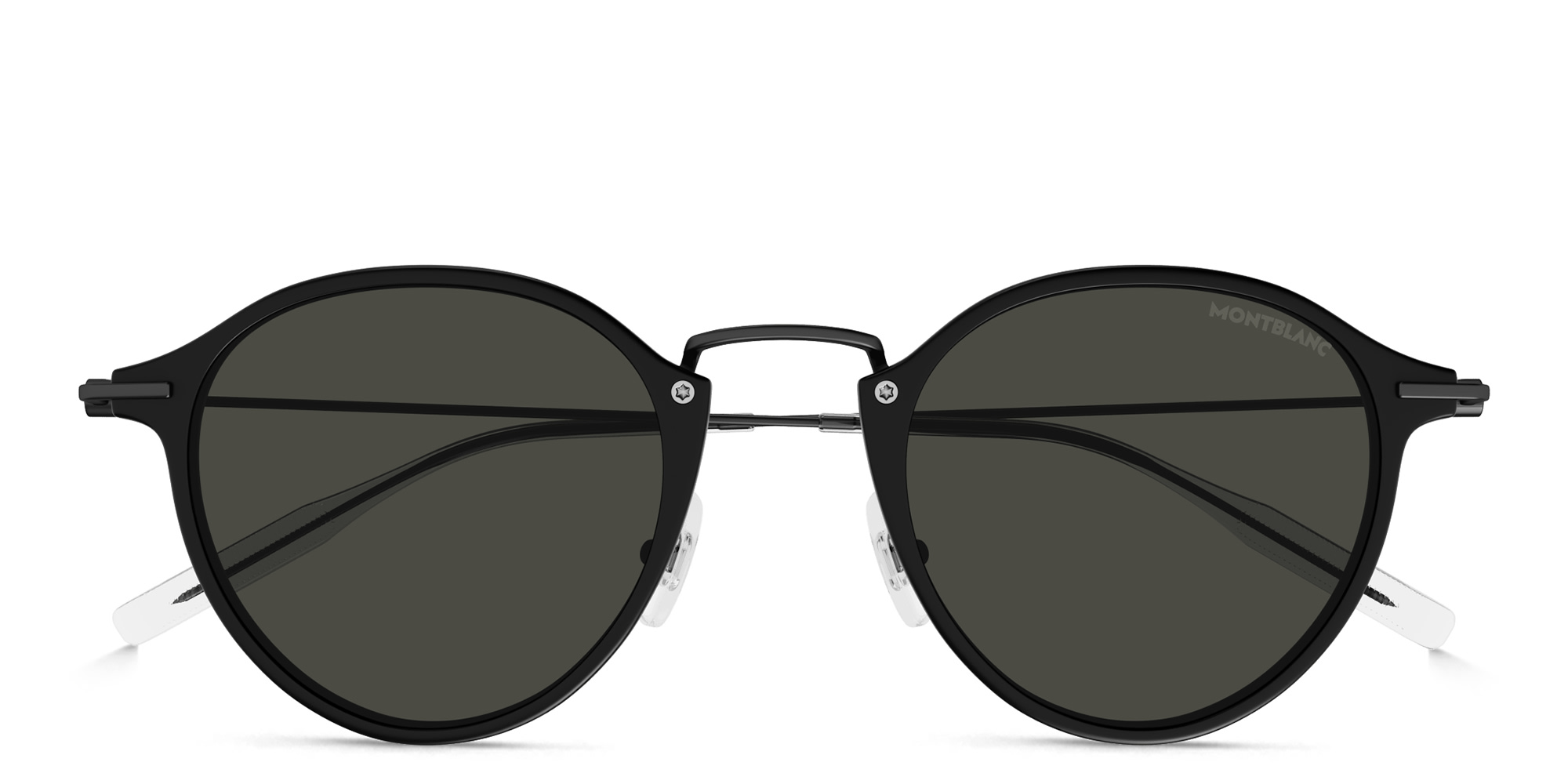 Shop MONTBLANC Snowcap Round Sunglasses in Black online.