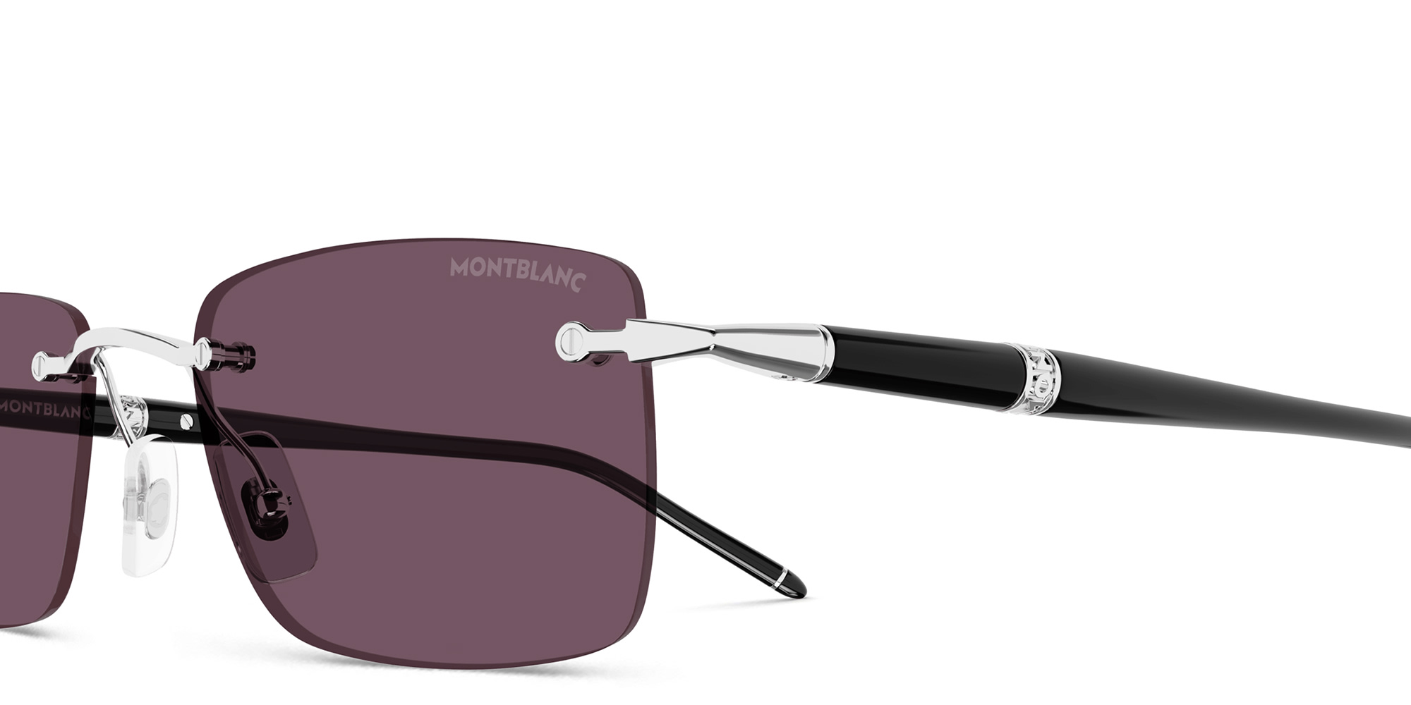 MONTBLANC Meisterstück Rimless Rectangle Sunglasses in Silver – Product Photo 3