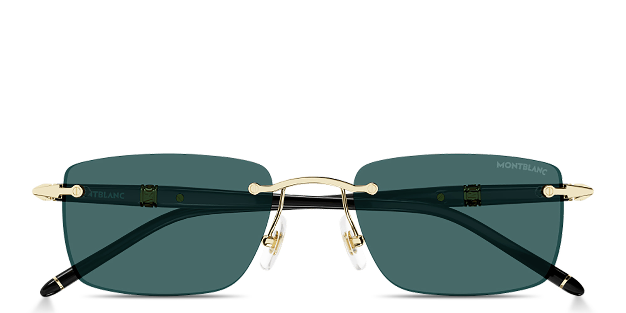 Shop MONTBLANC Meisterstück Rimless Rectangle Sunglasses in Shiny Gold online.