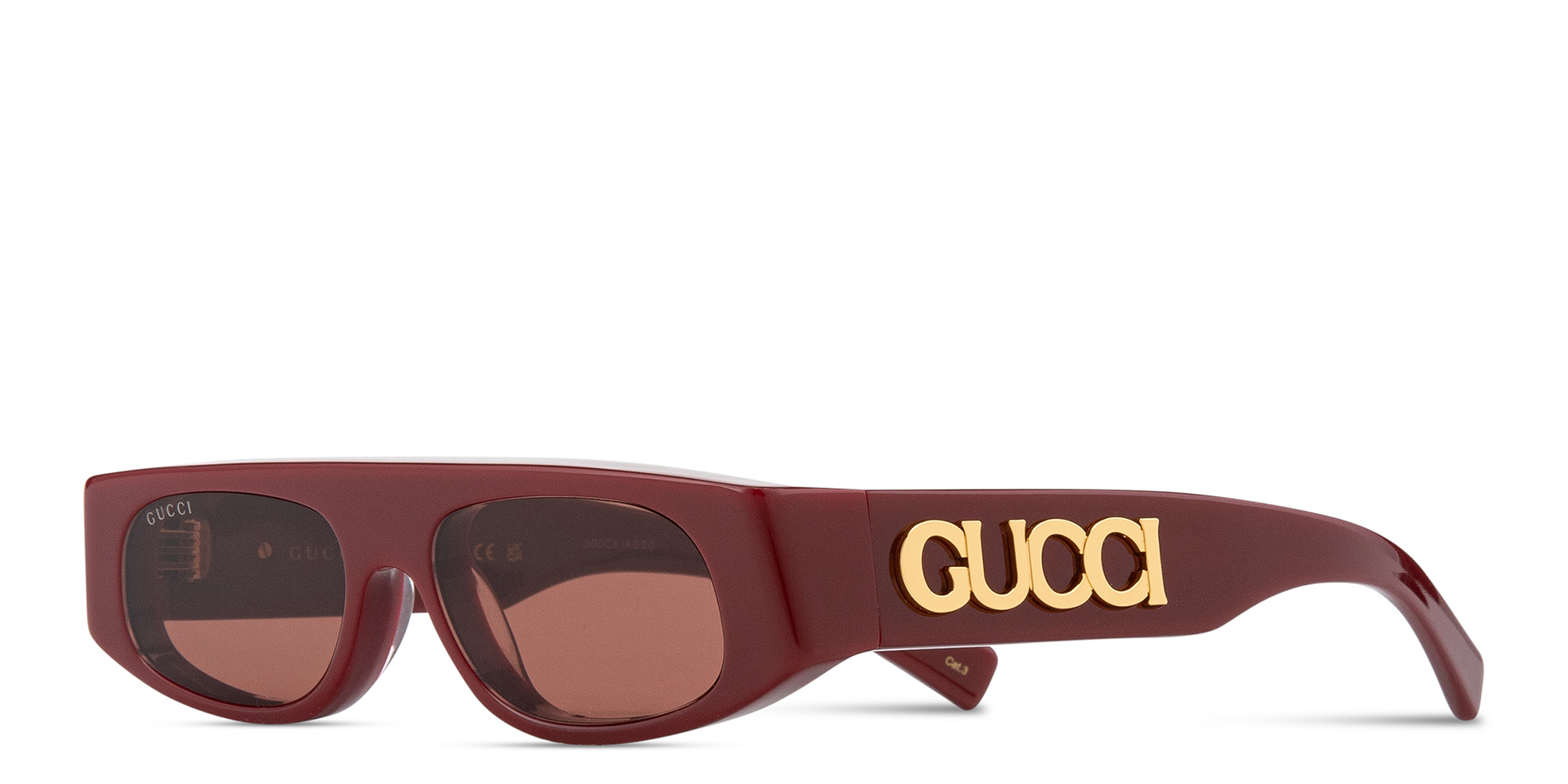Shop GUCCI Gucci Lido Irregular Sunglasses in Burgundy online.