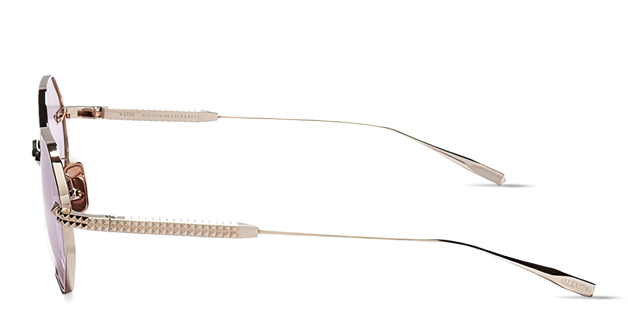 Shop VALENTINO V-Stud Irregular Eyeglasses in Gold & White online.