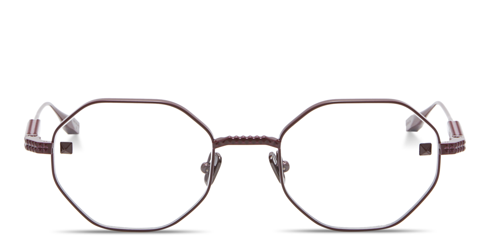 VALENTINO V-Stud Irregular Eyeglasses in Burgundy – Product Photo 1