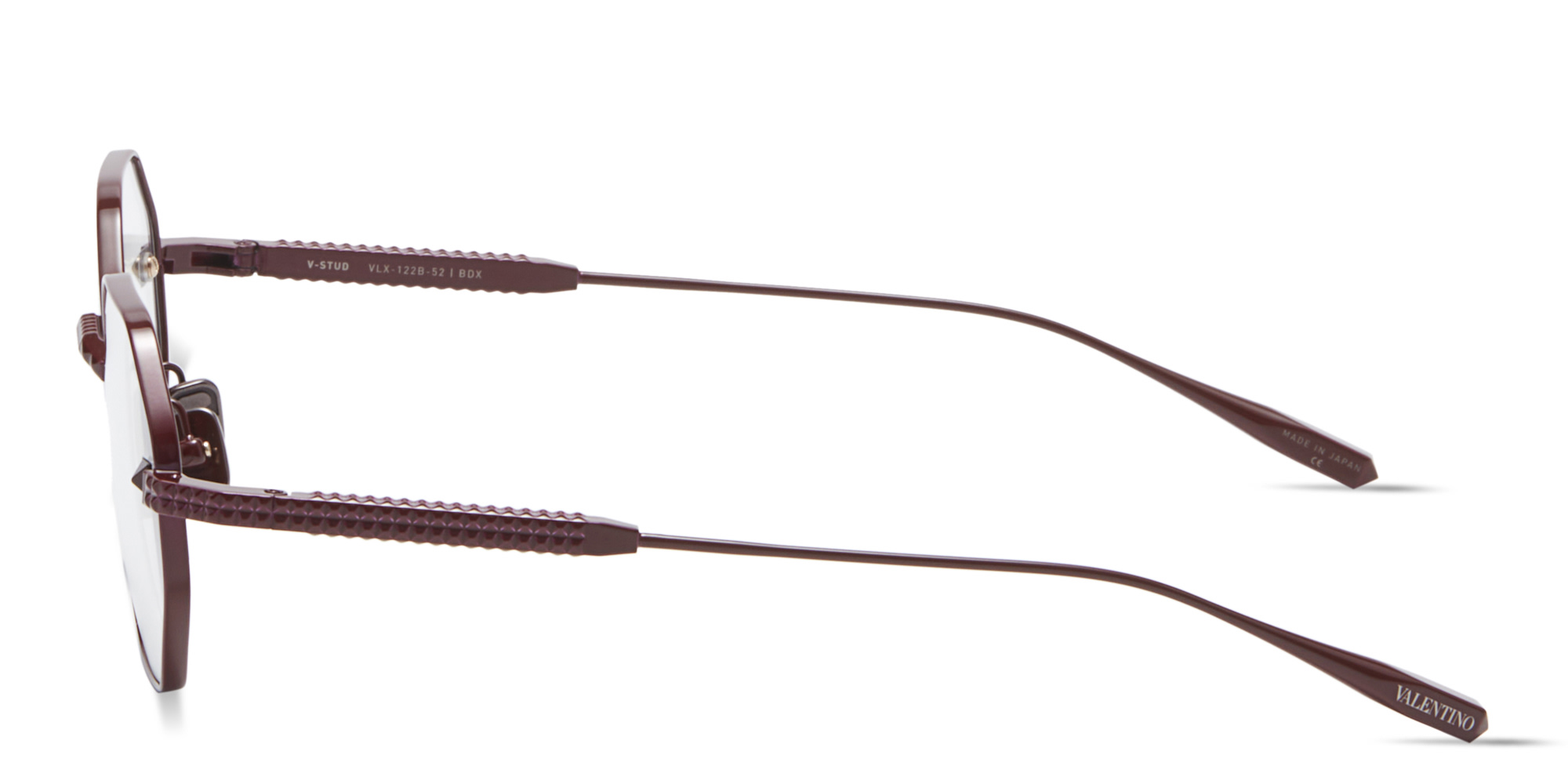 VALENTINO V-Stud Irregular Eyeglasses in Burgundy – Product Photo 3