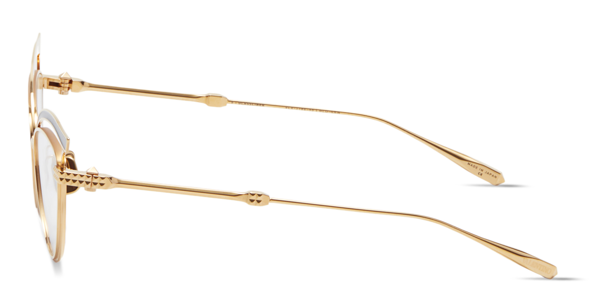 Shop VALENTINO V - Glassliner II Wide Cat-Eye Eyeglasses in Gold online.