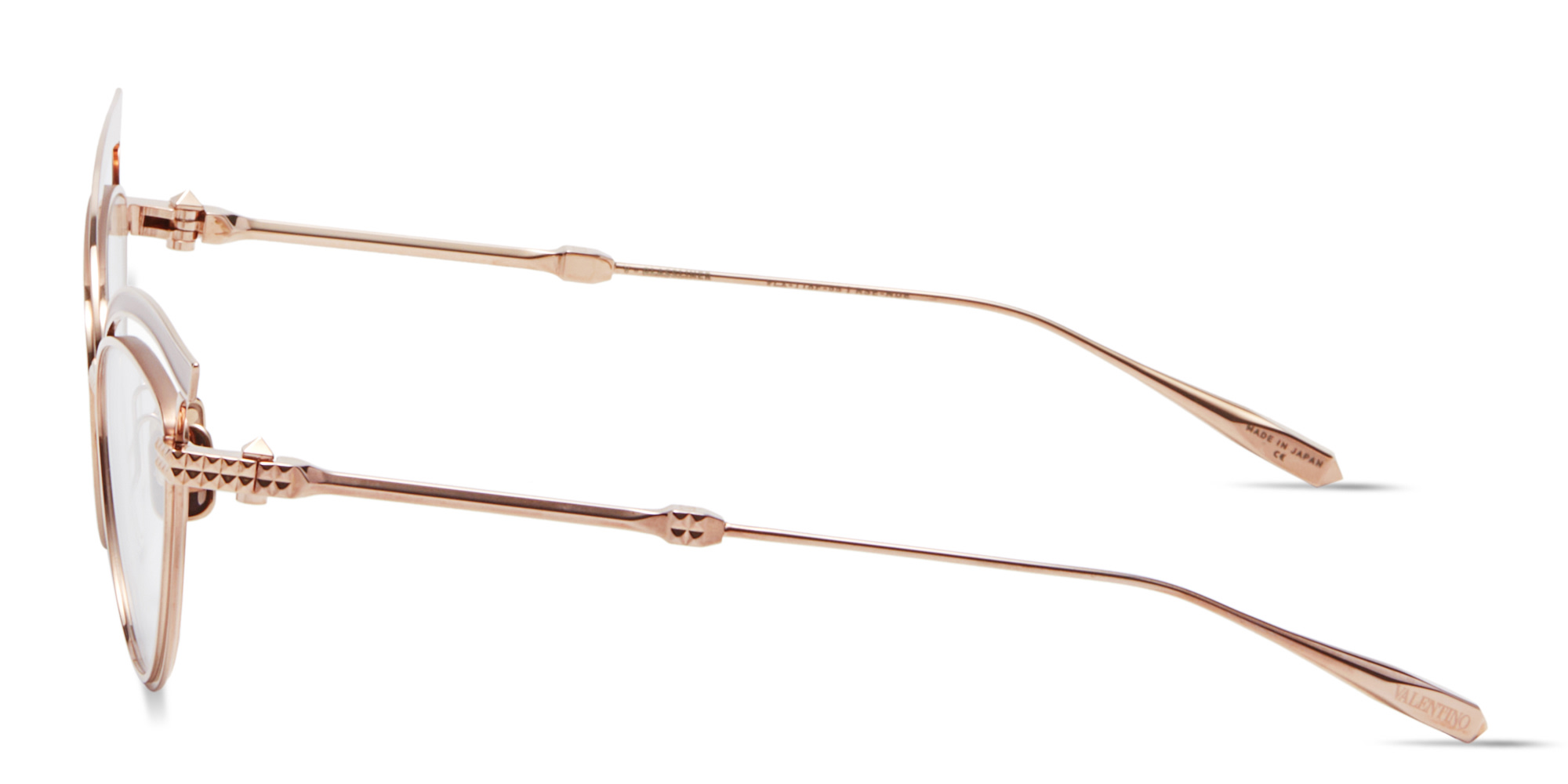 Shop VALENTINO V - Glassliner II Wide Cat-Eye Eyeglasses in Rose Gold online.