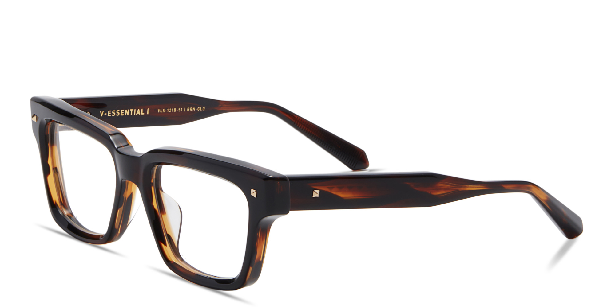 Shop VALENTINO V - Essential I Unisex Rectangle Eyeglasses in Brown online.