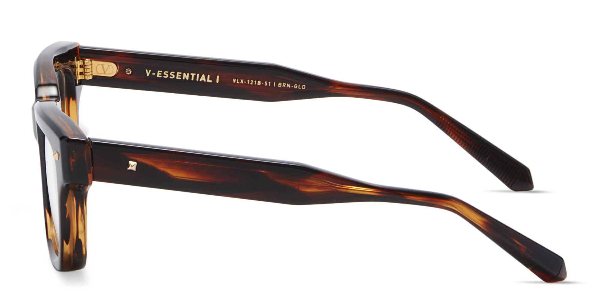 Shop VALENTINO V - Essential I Unisex Rectangle Eyeglasses in Brown online.