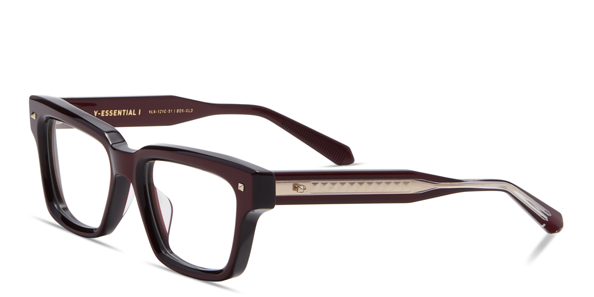 VALENTINO V - Essential I Unisex Rectangle Eyeglasses in Burgundy – Product Photo 2