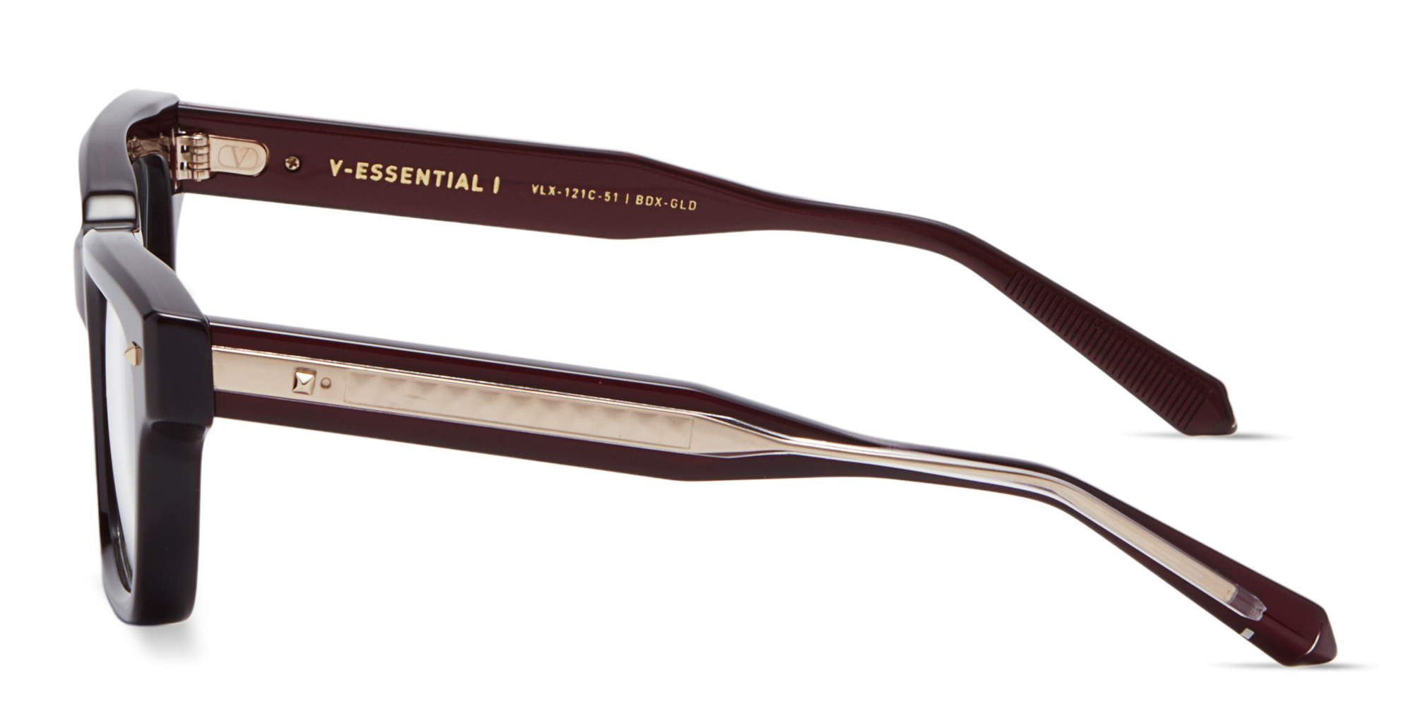 VALENTINO V - Essential I Unisex Rectangle Eyeglasses in Burgundy – Product Photo 3
