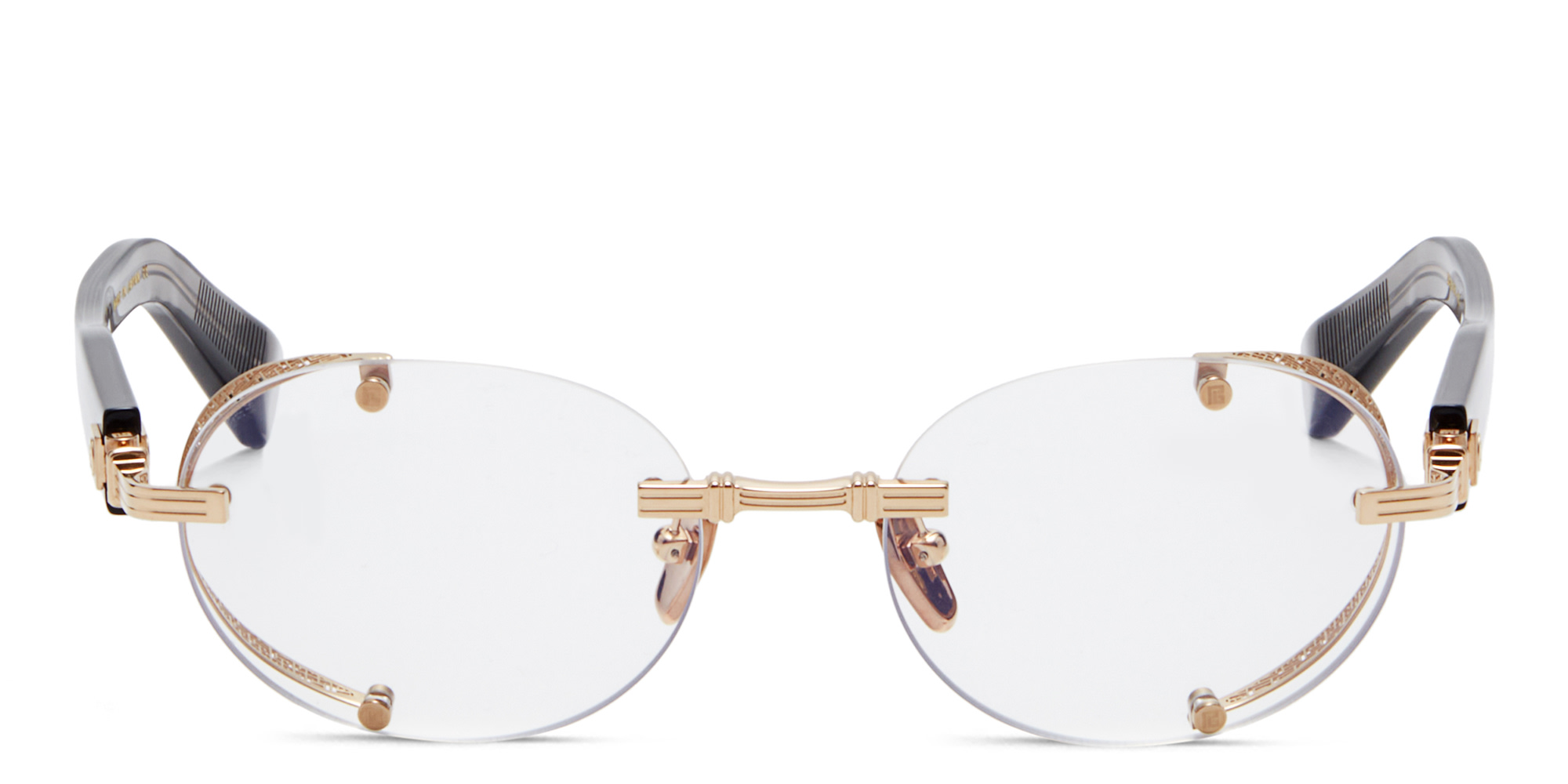 BALMAIN Monsieur Unisex Rimless Round Eyeglasses in Gold – Product Photo 1