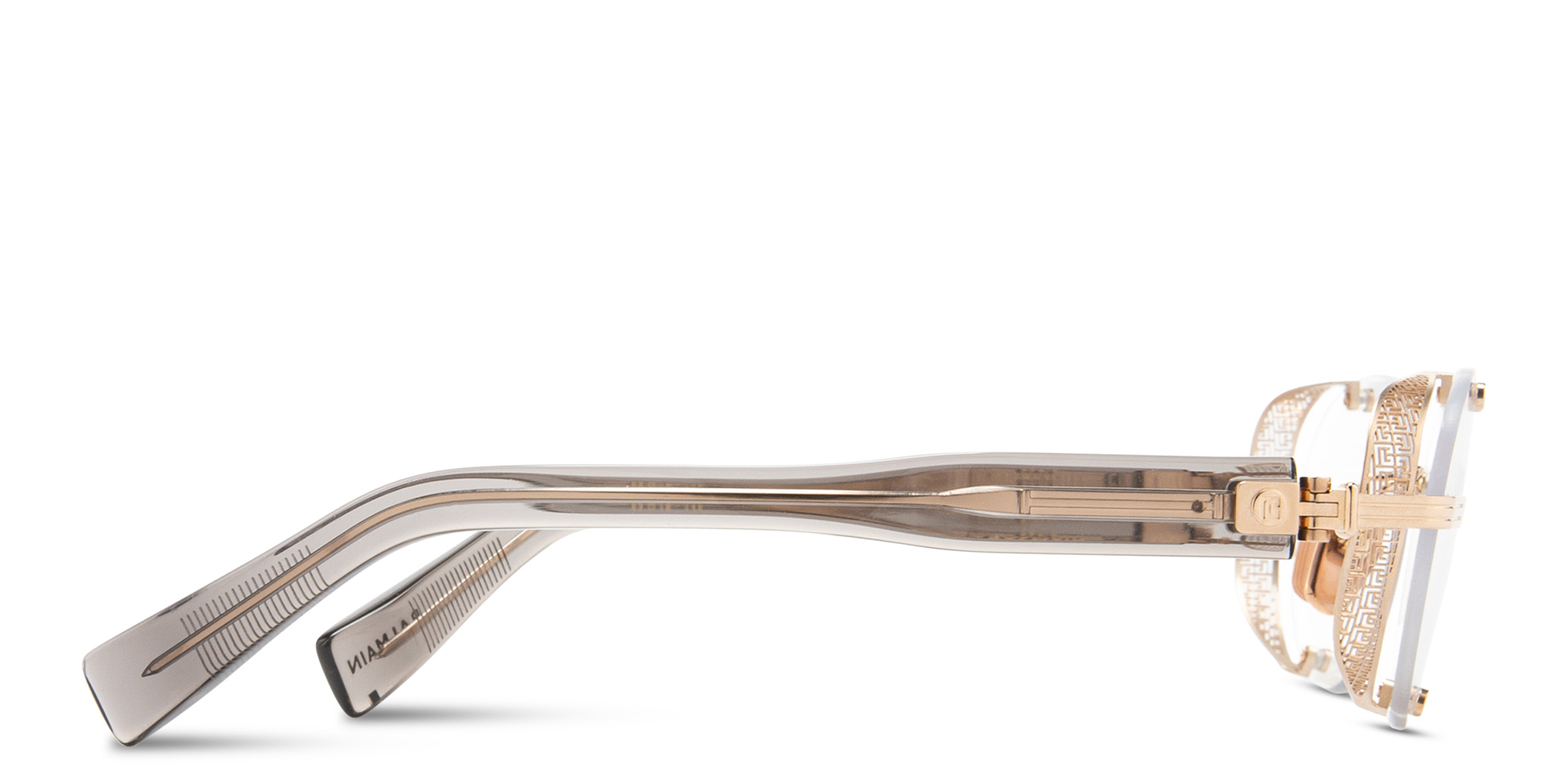 Shop BALMAIN Monsieur Unisex Rimless Round Eyeglasses in Gold online.