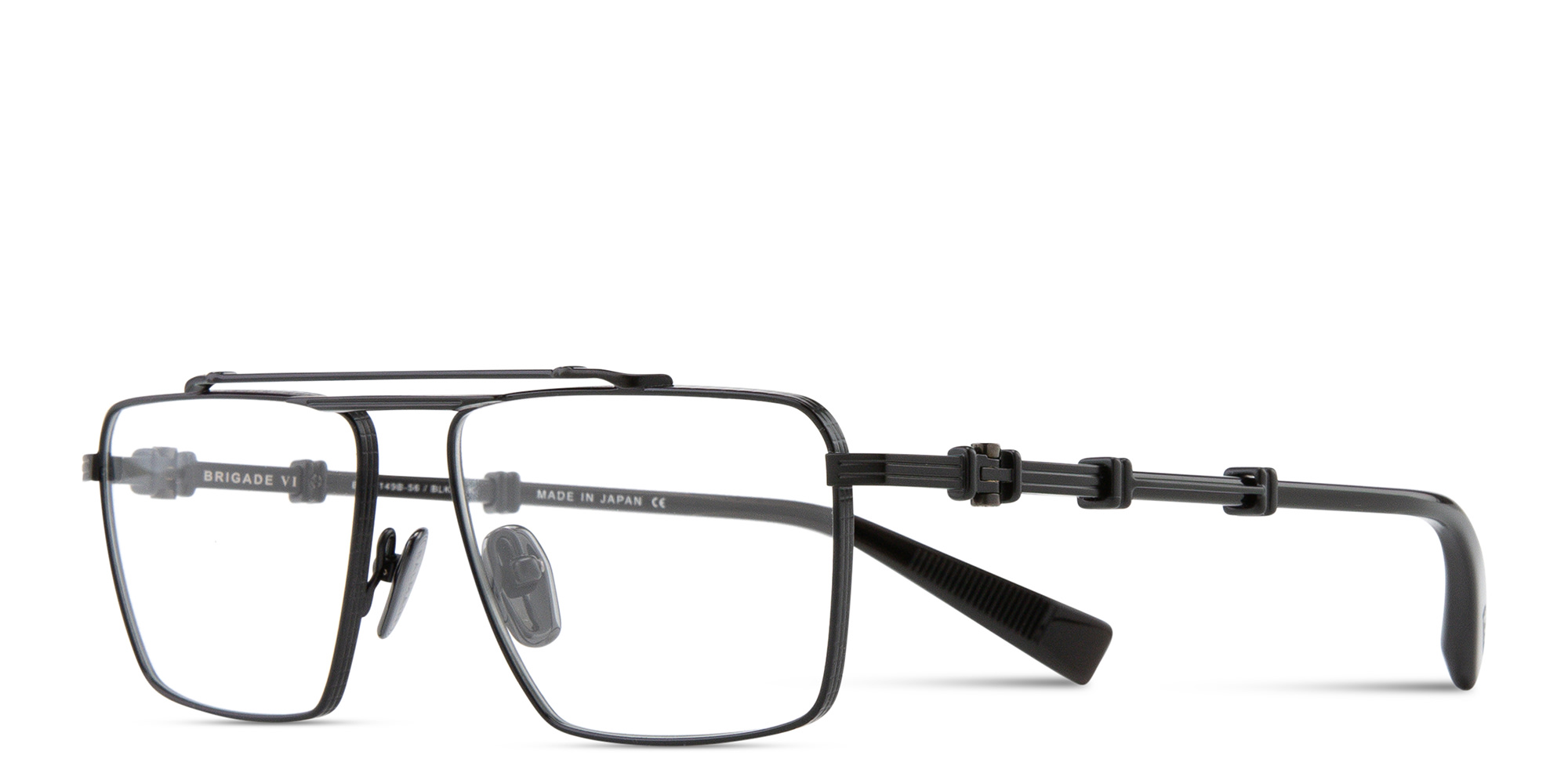Shop BALMAIN Brigade VI Unisex Wide Rectangle Eyeglasses in Black online.