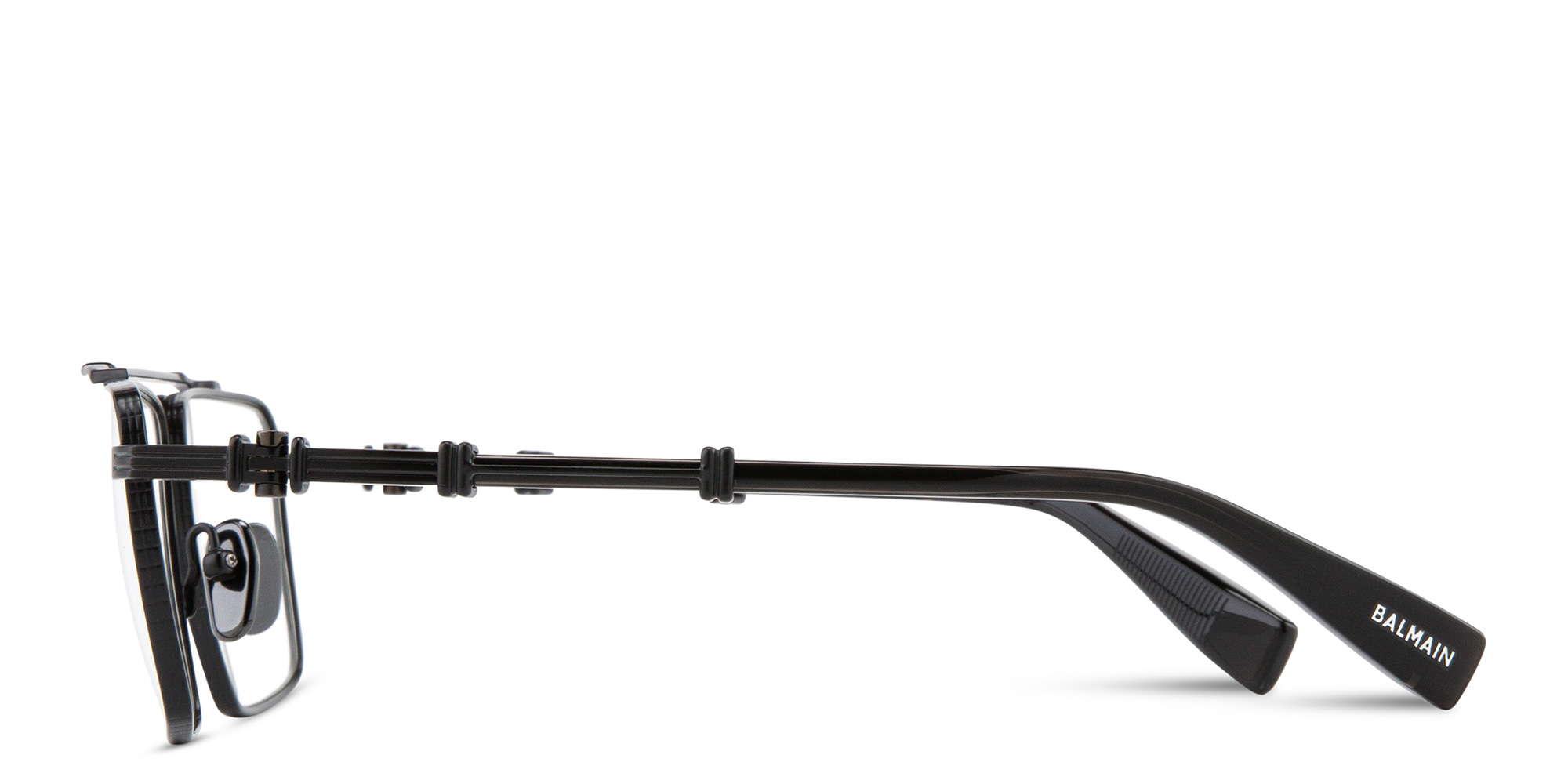 Shop BALMAIN Brigade VI Unisex Wide Rectangle Eyeglasses in Black online.