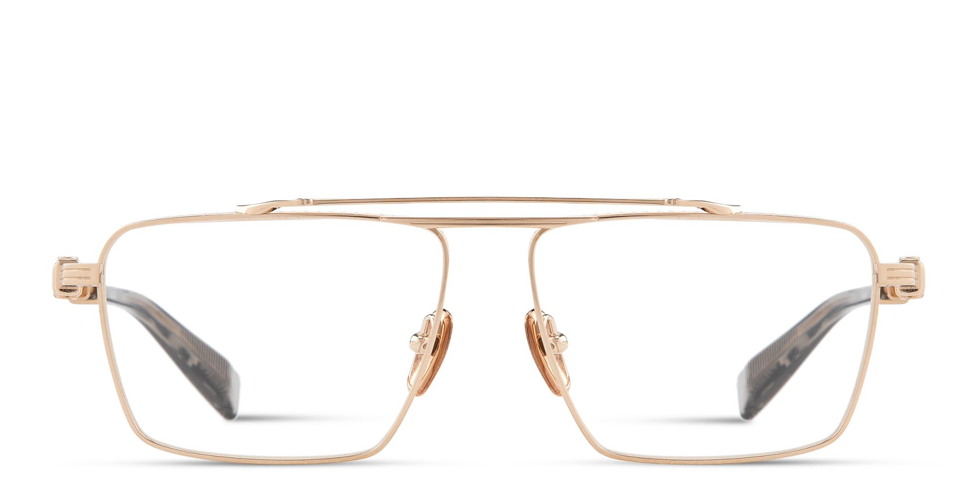 Shop BALMAIN Brigade VI Unisex Wide Rectangle Eyeglasses in Gold online.