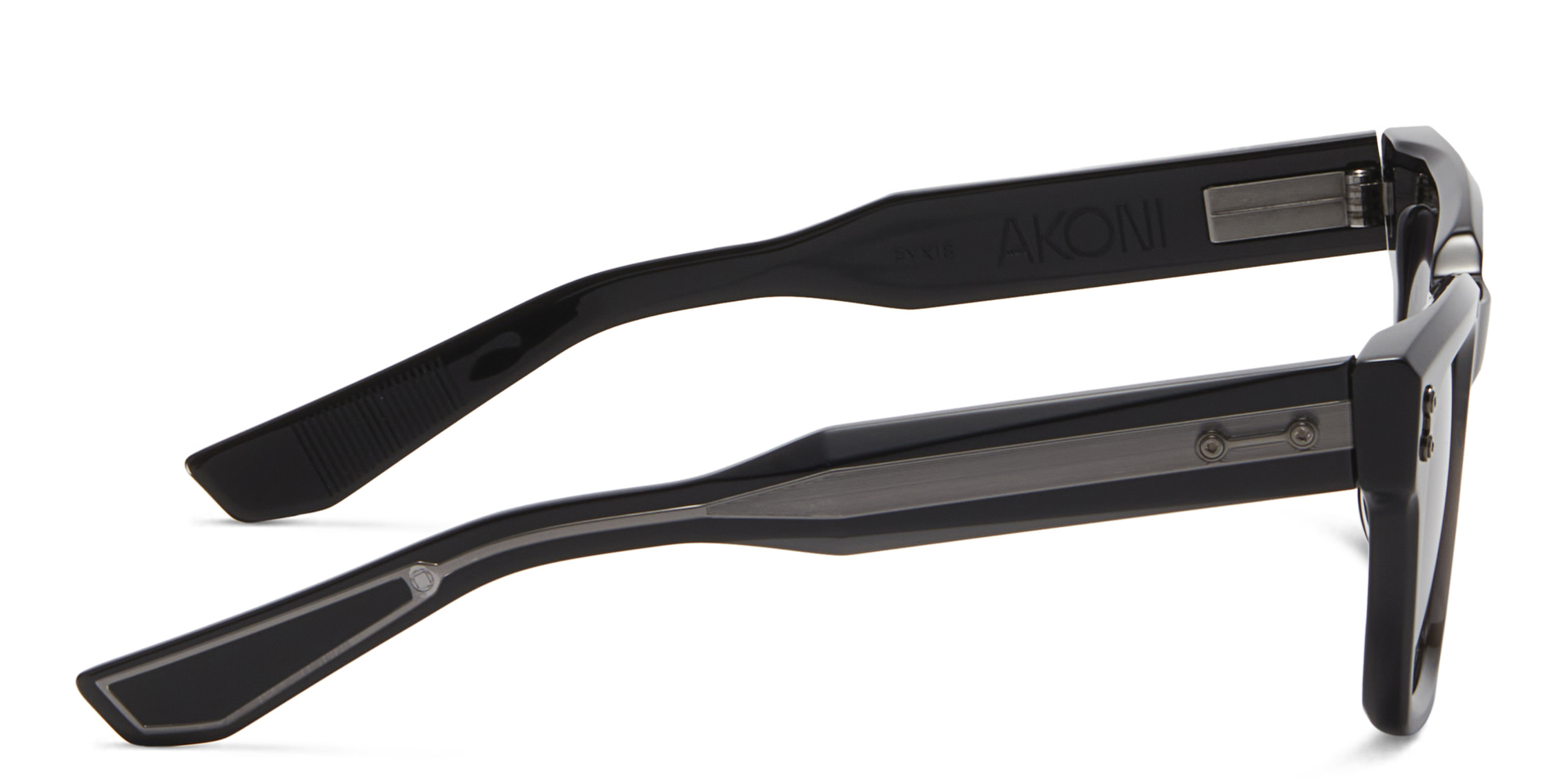 Shop AKONI Pyxis Unisex Square Sunglasses in Black online.