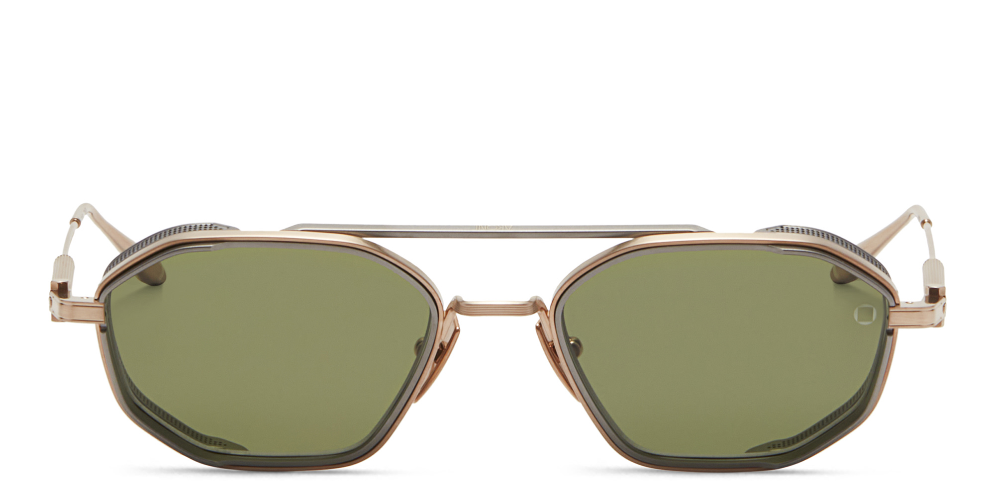 Shop AKONI Eris Two Unisex Aviator Sunglasses in Gold online.