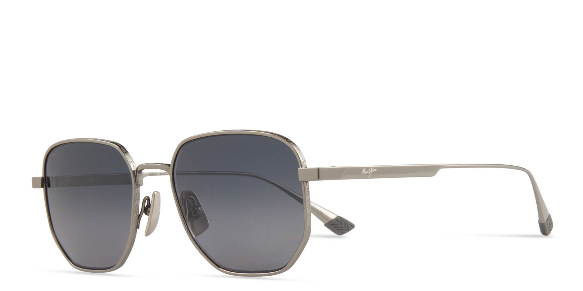 Maui Jim Lewalani Unisex Square Sunglasses in Silver – Product Photo 2