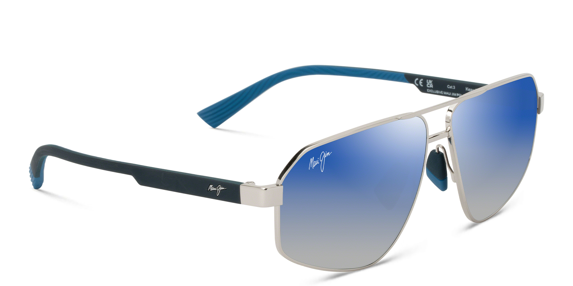 Shop Maui Jim Keawawa Aviator Sunglasses in Silver online.