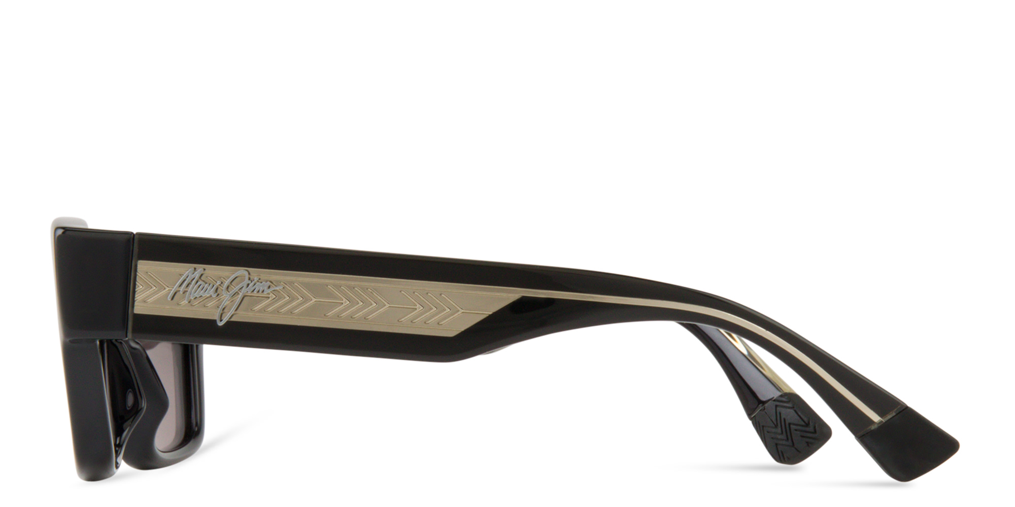 Maui Jim Kenui Unisex Rectangle Sunglasses in Black – Product Photo 4