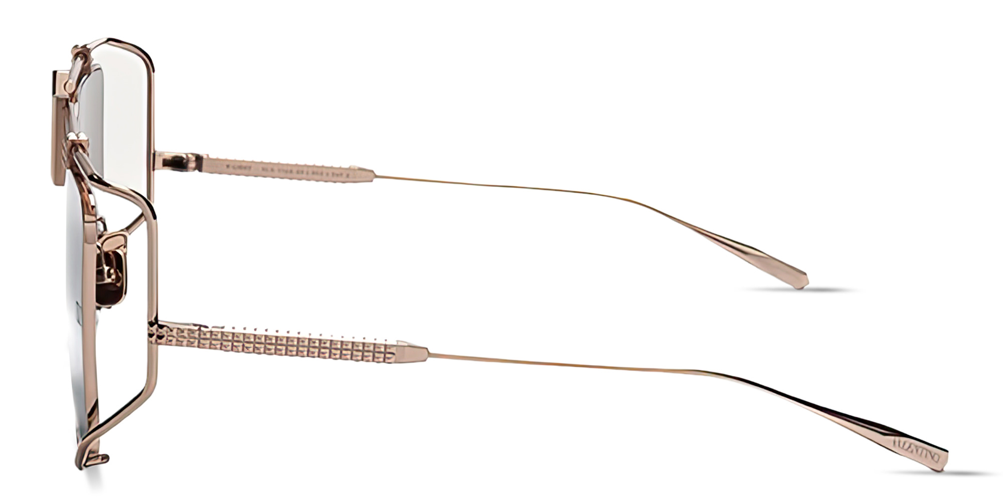 نظارات شمسية في-لايت بإطار مربّع كبير للجنسين من فالنتينو بلون ذهبي وردي - صورة المنتج 3