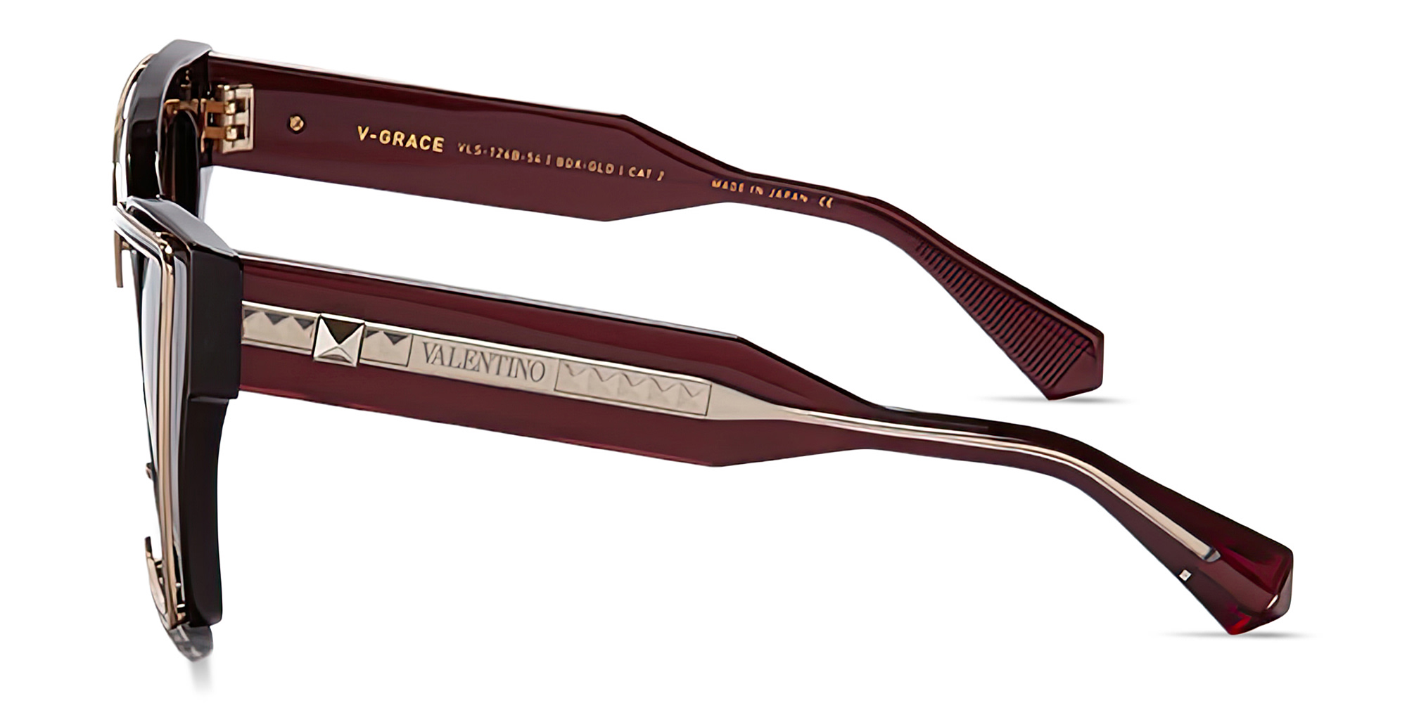VALENTINO V - Grace Oversized Cat-Eye Sunglasses in Burgundy – Product Photo 3