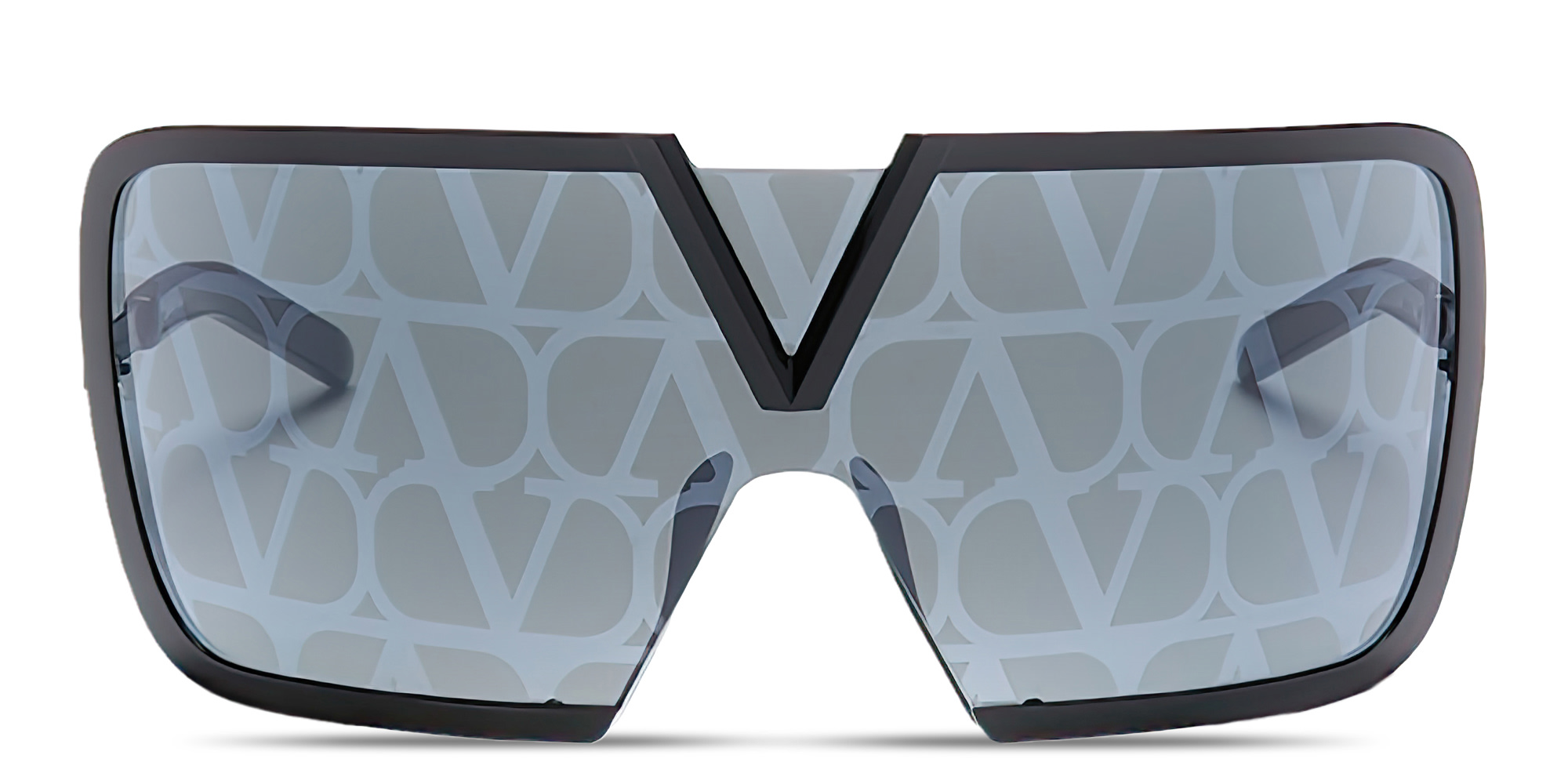 Shop VALENTINO V - Romask Oversized Unisex Wide Mask Sunglasses in Black online.
