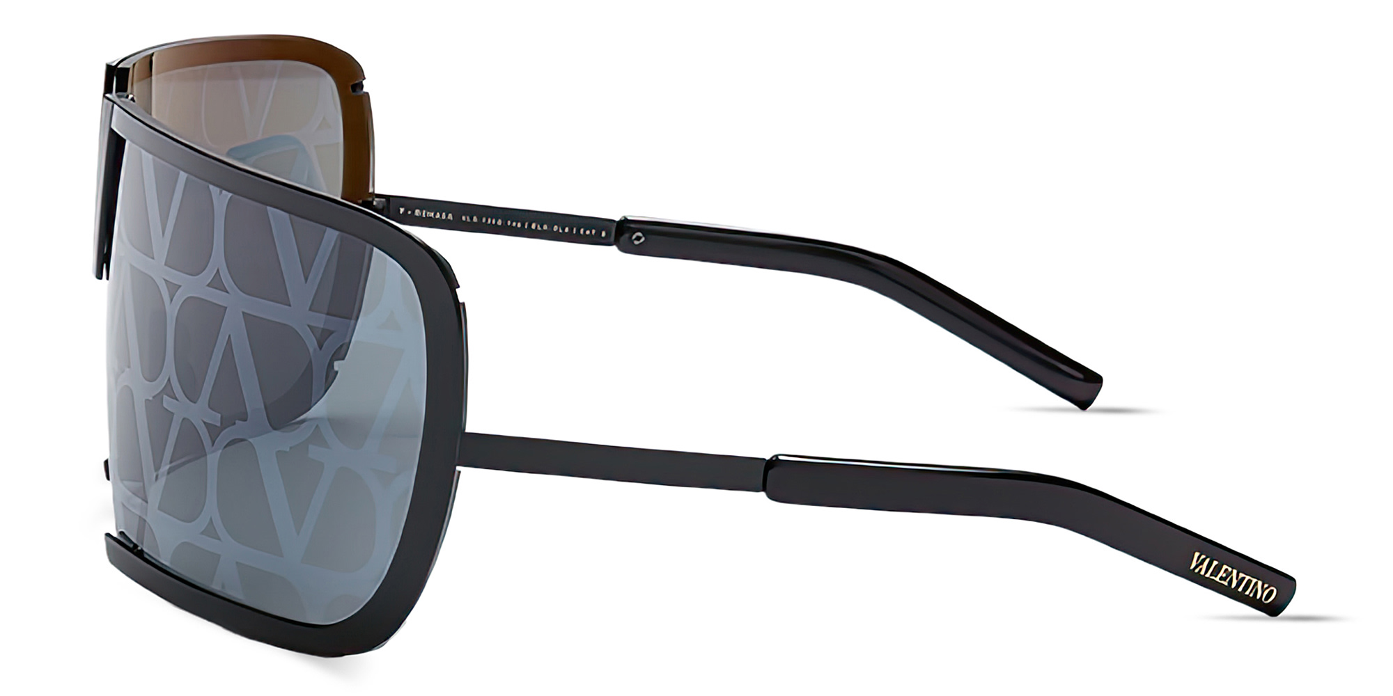 Shop VALENTINO V - Romask Oversized Unisex Wide Mask Sunglasses in Black online.