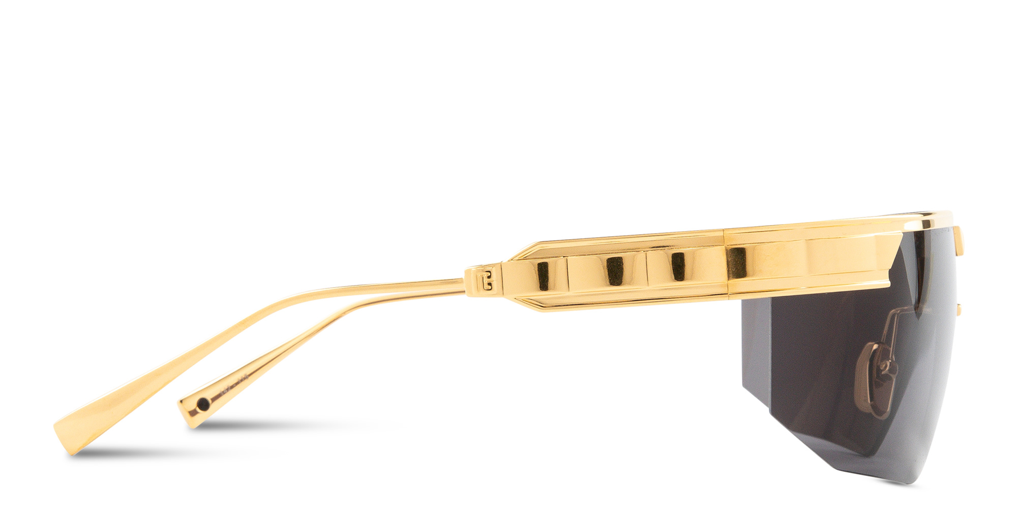 Shop BALMAIN Major Unisex Half-Rim Wide Mask Sunglasses in Gold online.