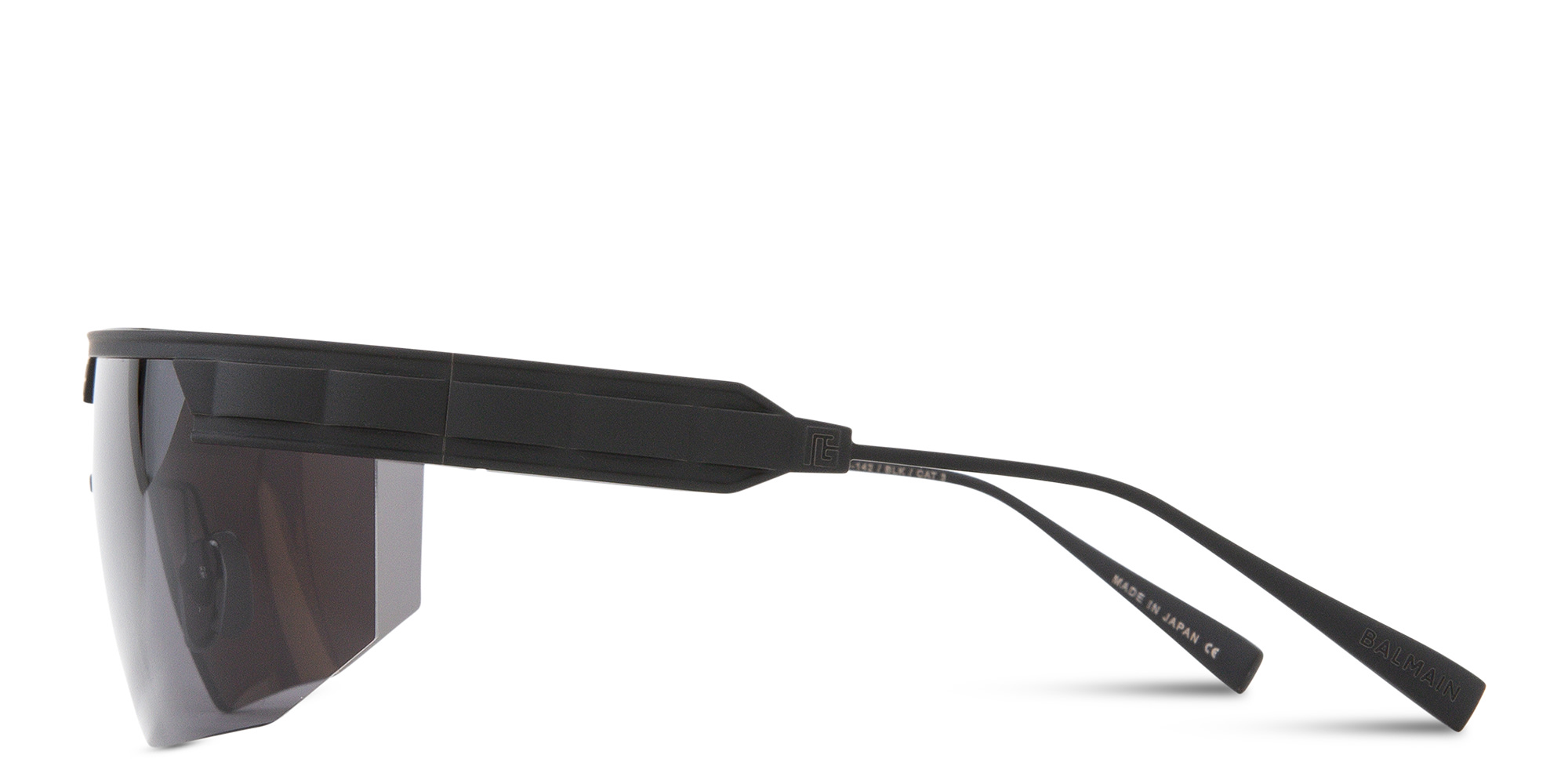 BALMAIN Major Unisex Half-Rim Wide Mask Sunglasses in Black – Product Photo 4