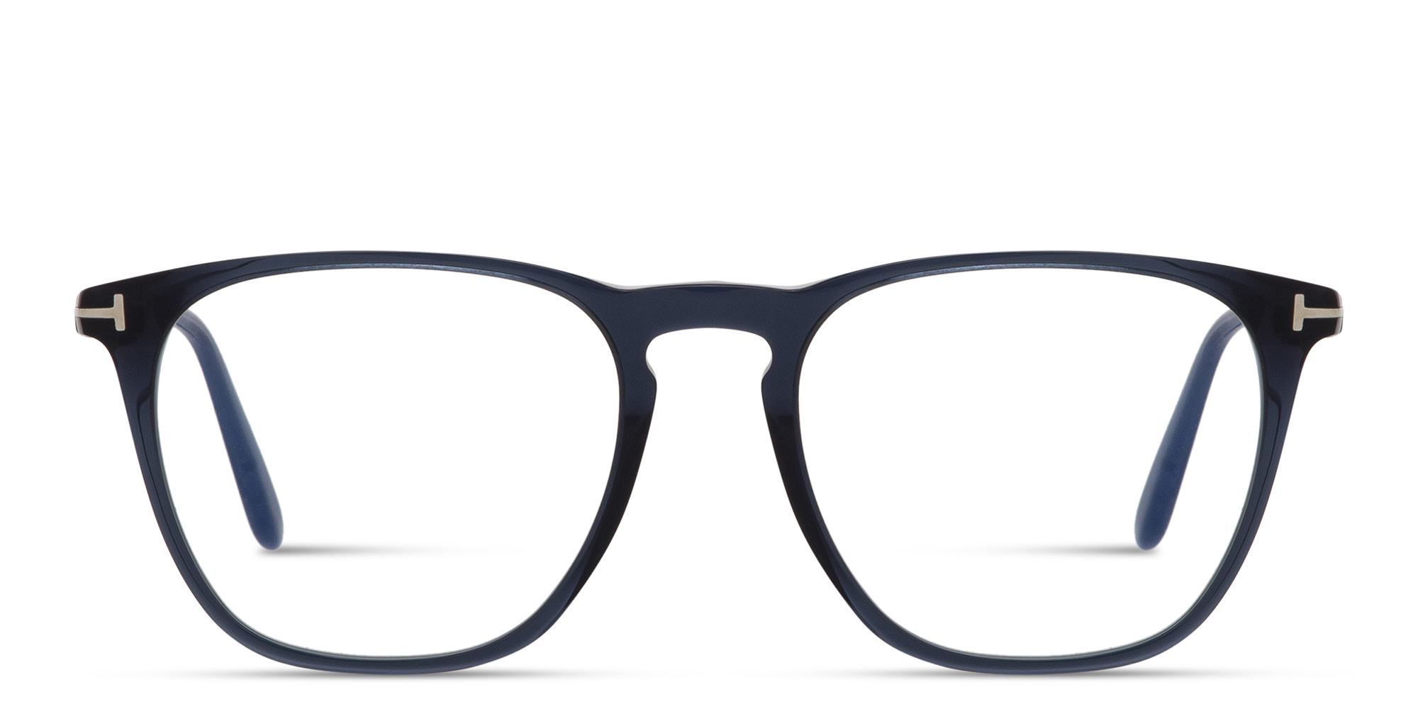 TOM FORD Logo Round Eyeglasses in Shiny Blue – Product Photo 1
