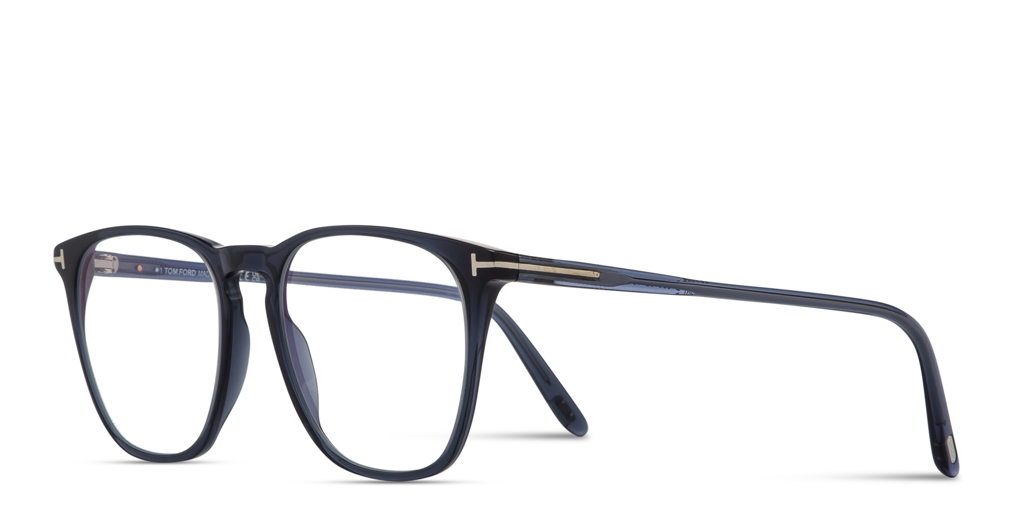 TOM FORD Logo Round Eyeglasses in Shiny Blue – Product Photo 2