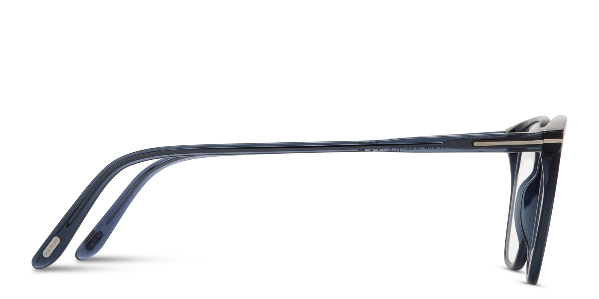 TOM FORD Logo Round Eyeglasses in Shiny Blue – Product Photo 3