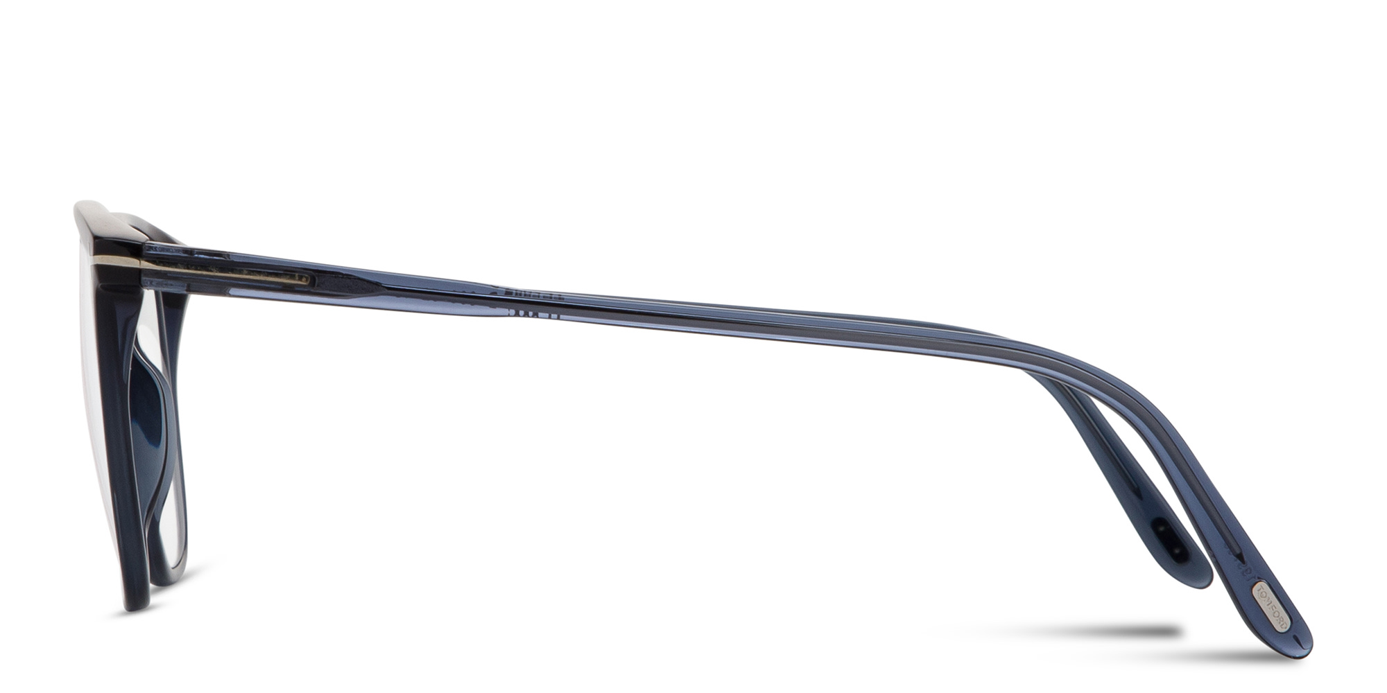 TOM FORD Logo Round Eyeglasses in Shiny Blue – Product Photo 4